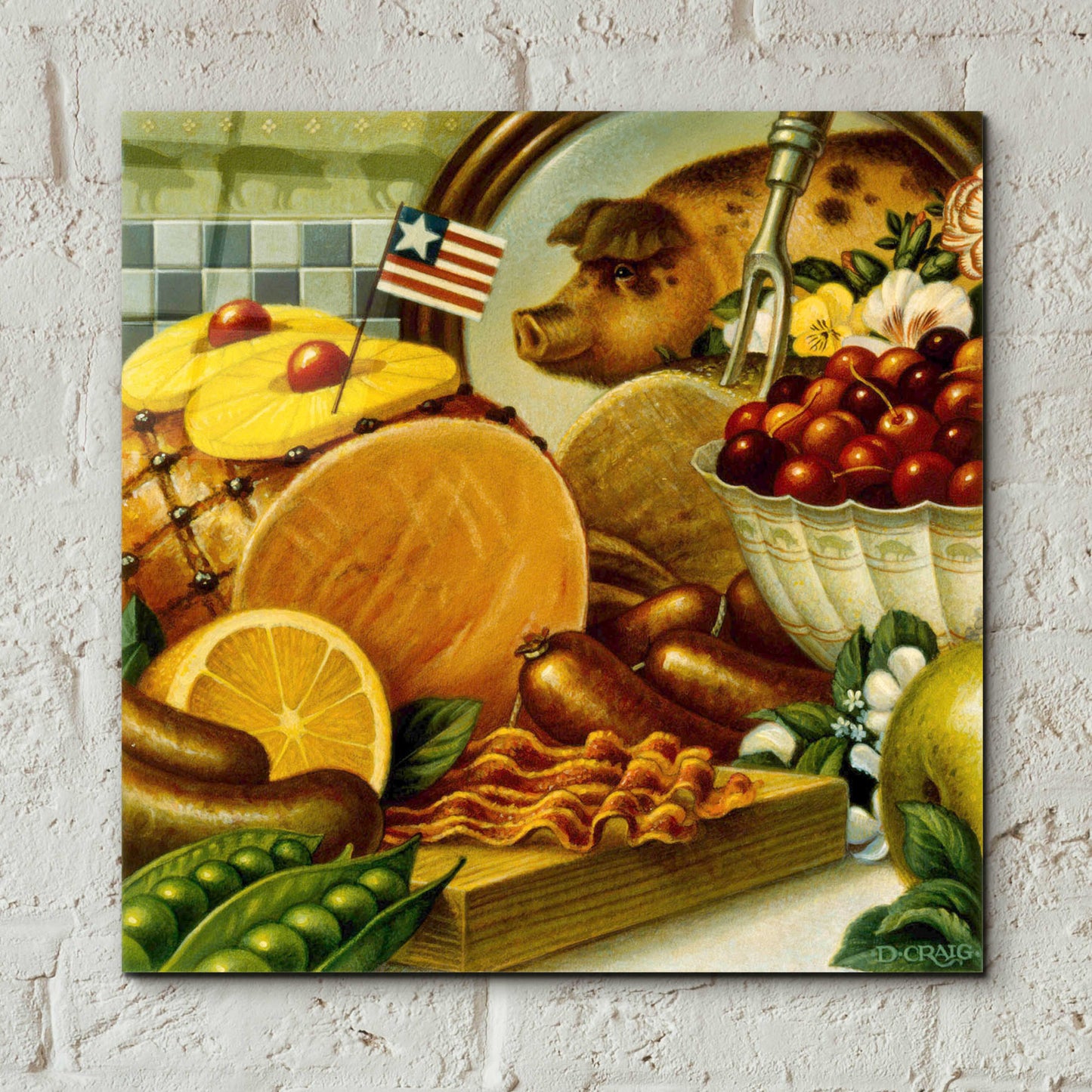 Epic Art '036 Pork Still Life' by Dan Craig, Acrylic Glass Wall Art,12x12