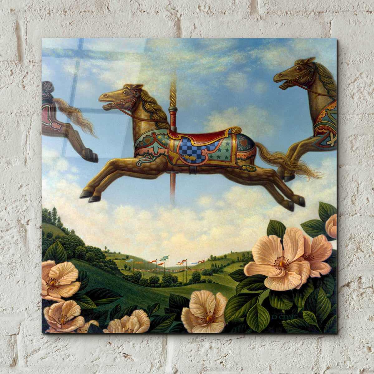 Epic Art '043 Caroussell Horses' by Dan Craig, Acrylic Glass Wall Art,12x12