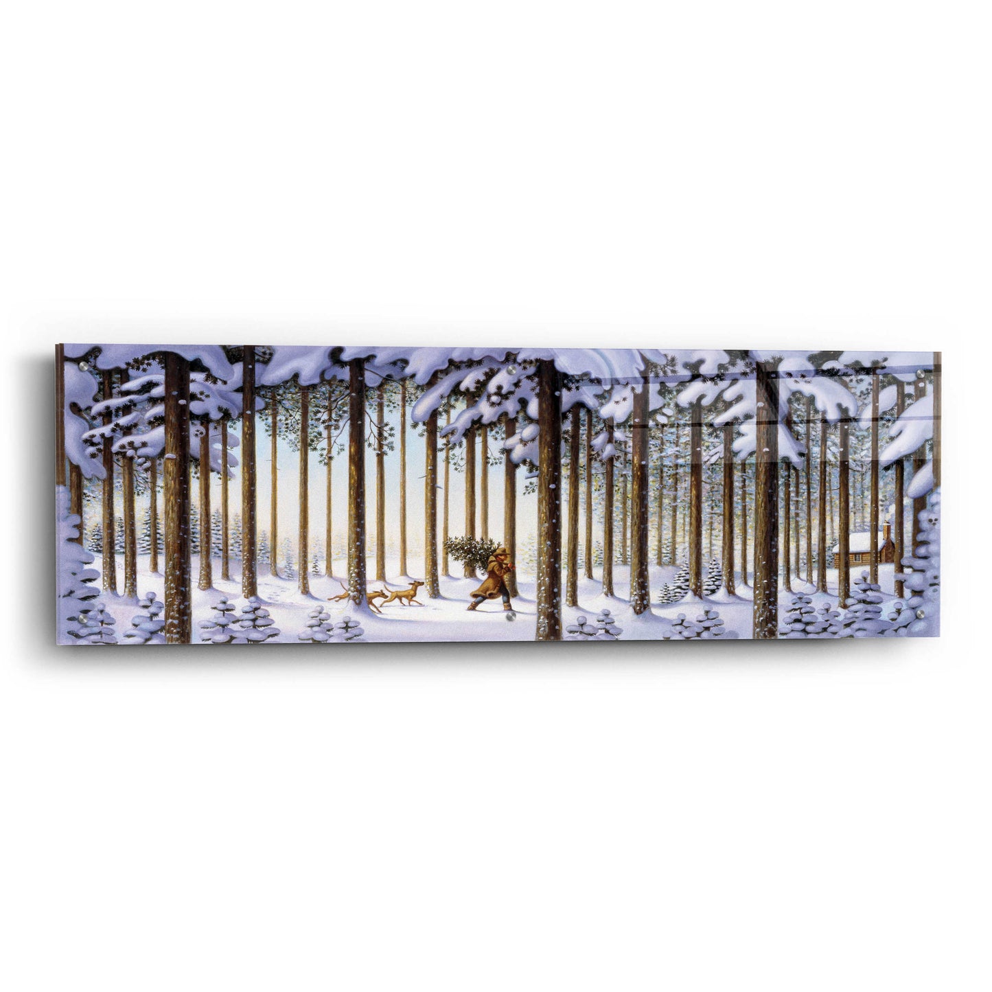 Epic Art '044 Winter Scene Man With Tree' by Dan Craig, Acrylic Glass Wall Art,48x16