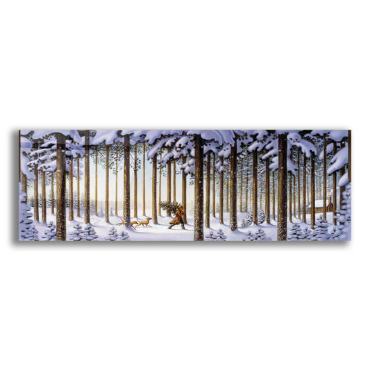 Epic Art '044 Winter Scene Man With Tree' by Dan Craig, Acrylic Glass Wall Art