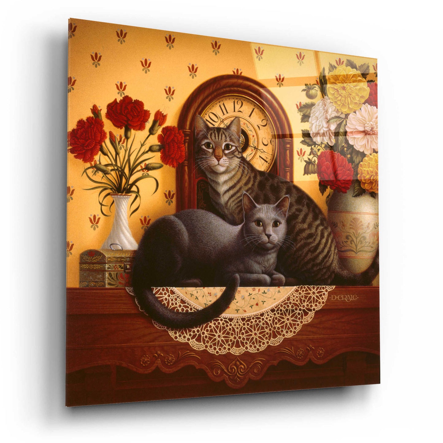 Epic Art '047 Mantel Cats' by Dan Craig, Acrylic Glass Wall Art,12x12