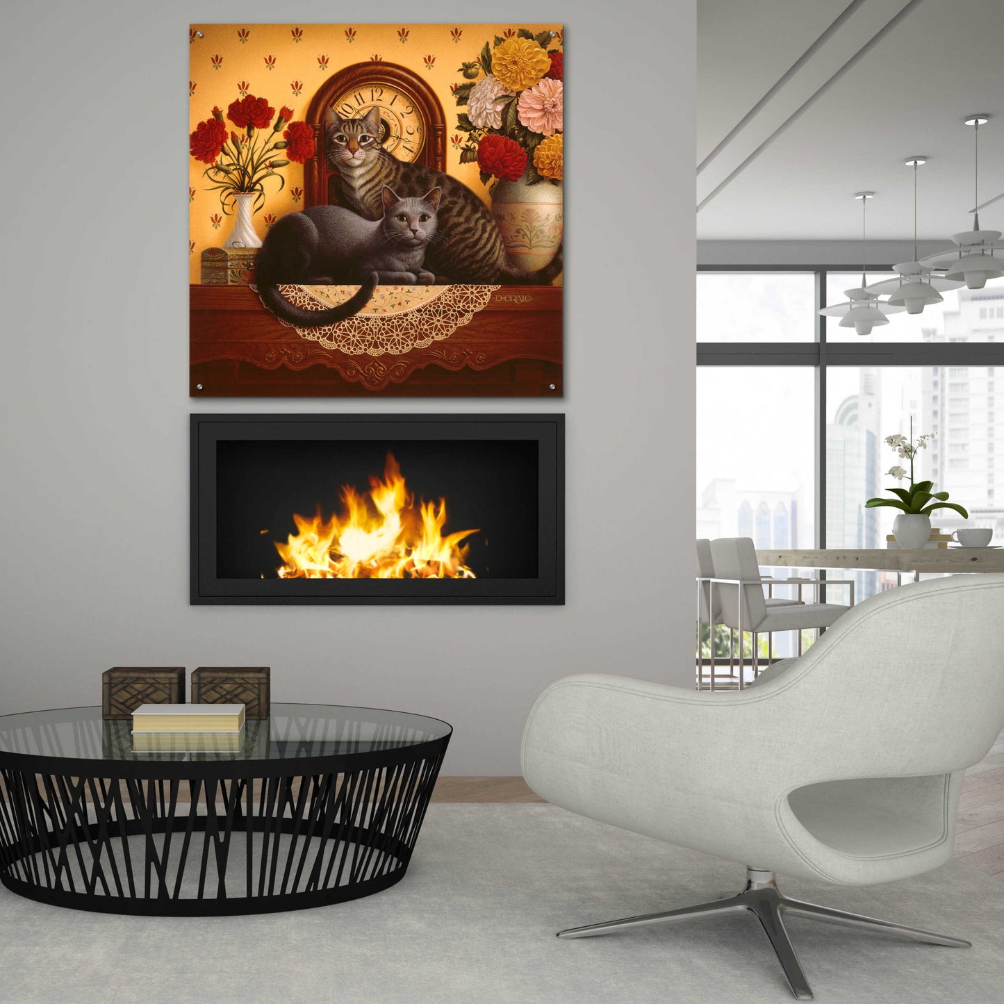 Epic Art '047 Mantel Cats' by Dan Craig, Acrylic Glass Wall Art,36x36