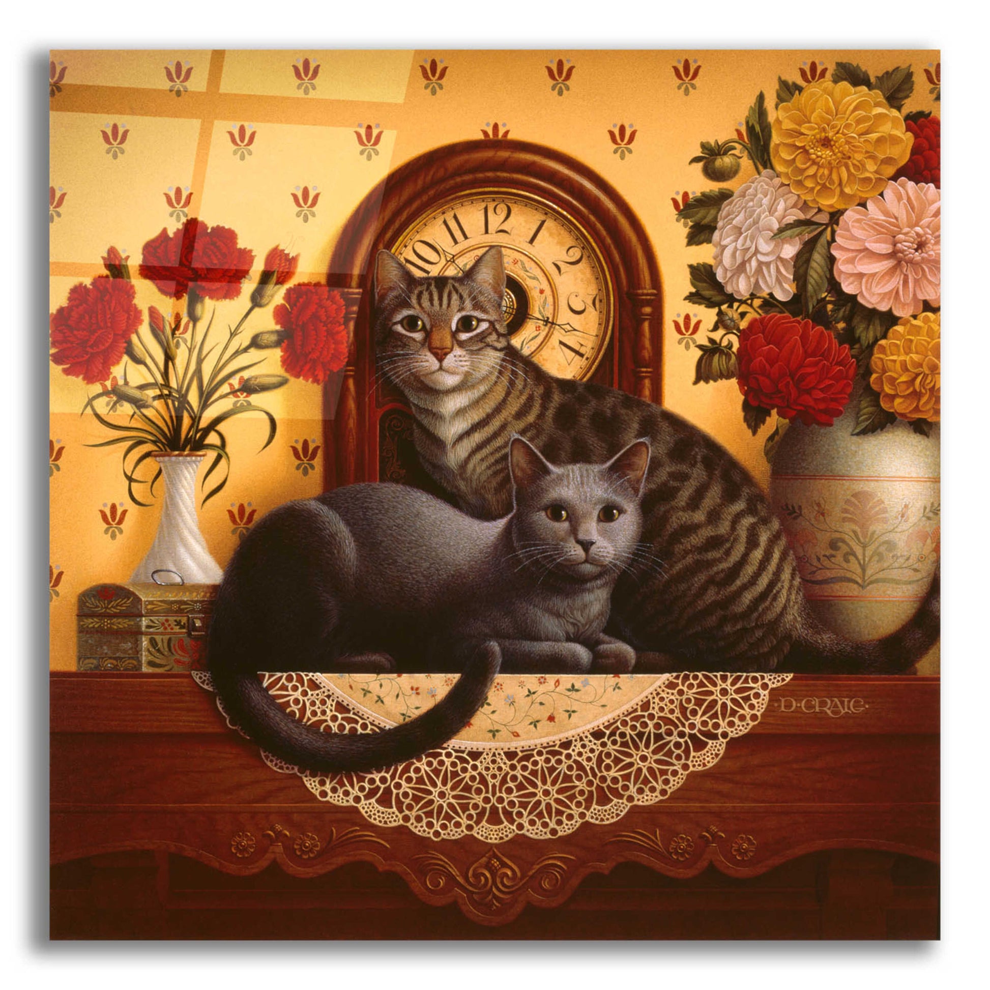 Epic Art '047 Mantel Cats' by Dan Craig, Acrylic Glass Wall Art