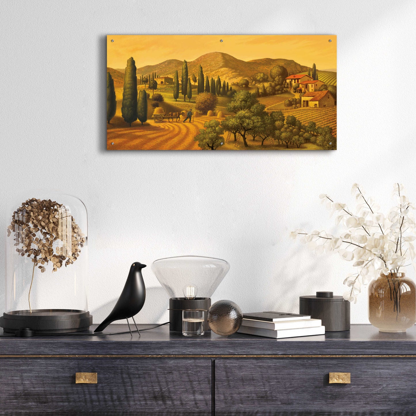 Epic Art 'Tuscan Landscape' by Dan Craig, Acrylic Glass Wall Art,48x24