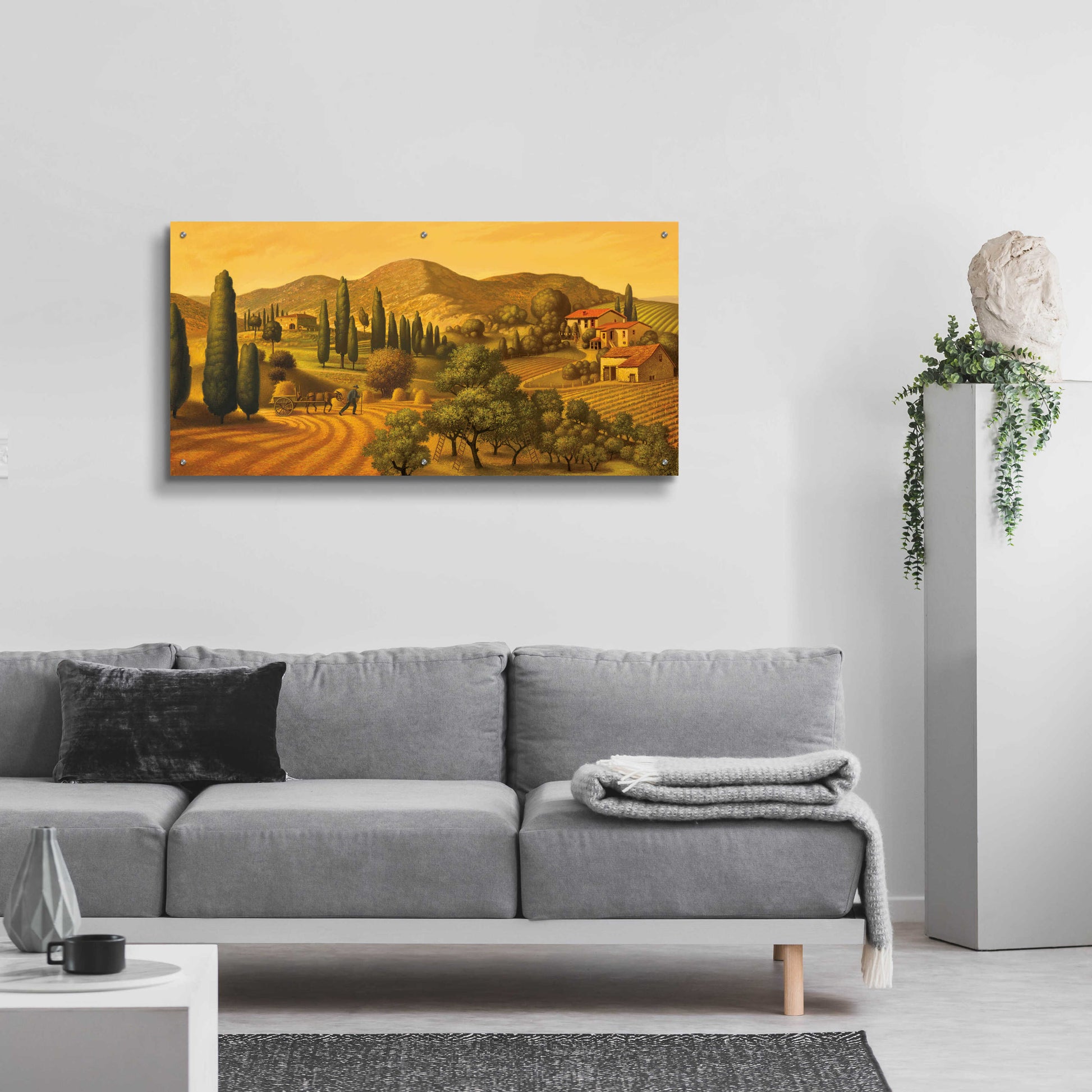 Epic Art 'Tuscan Landscape' by Dan Craig, Acrylic Glass Wall Art,48x24