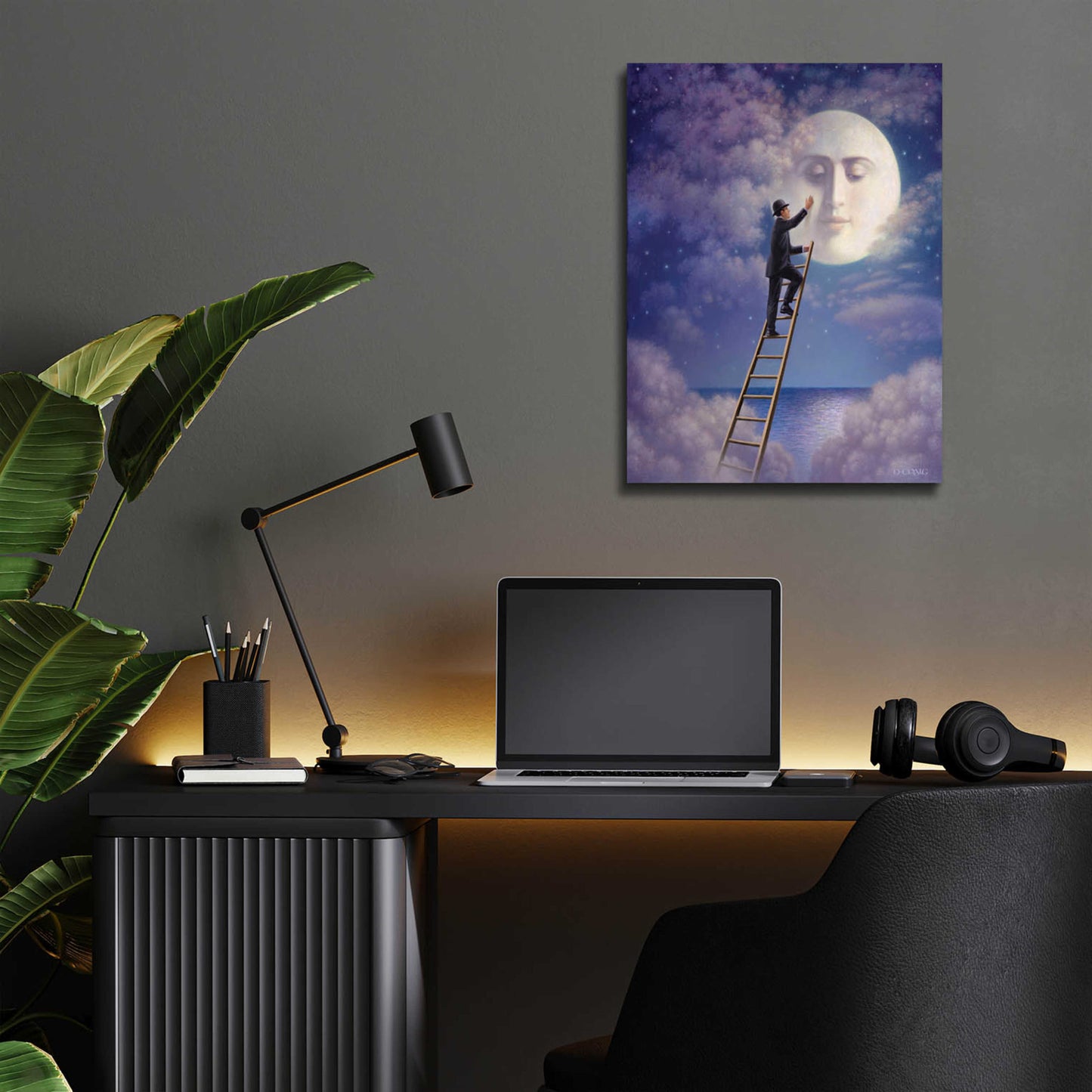 Epic Art 'Man With Moon' by Dan Craig, Acrylic Glass Wall Art,12x16