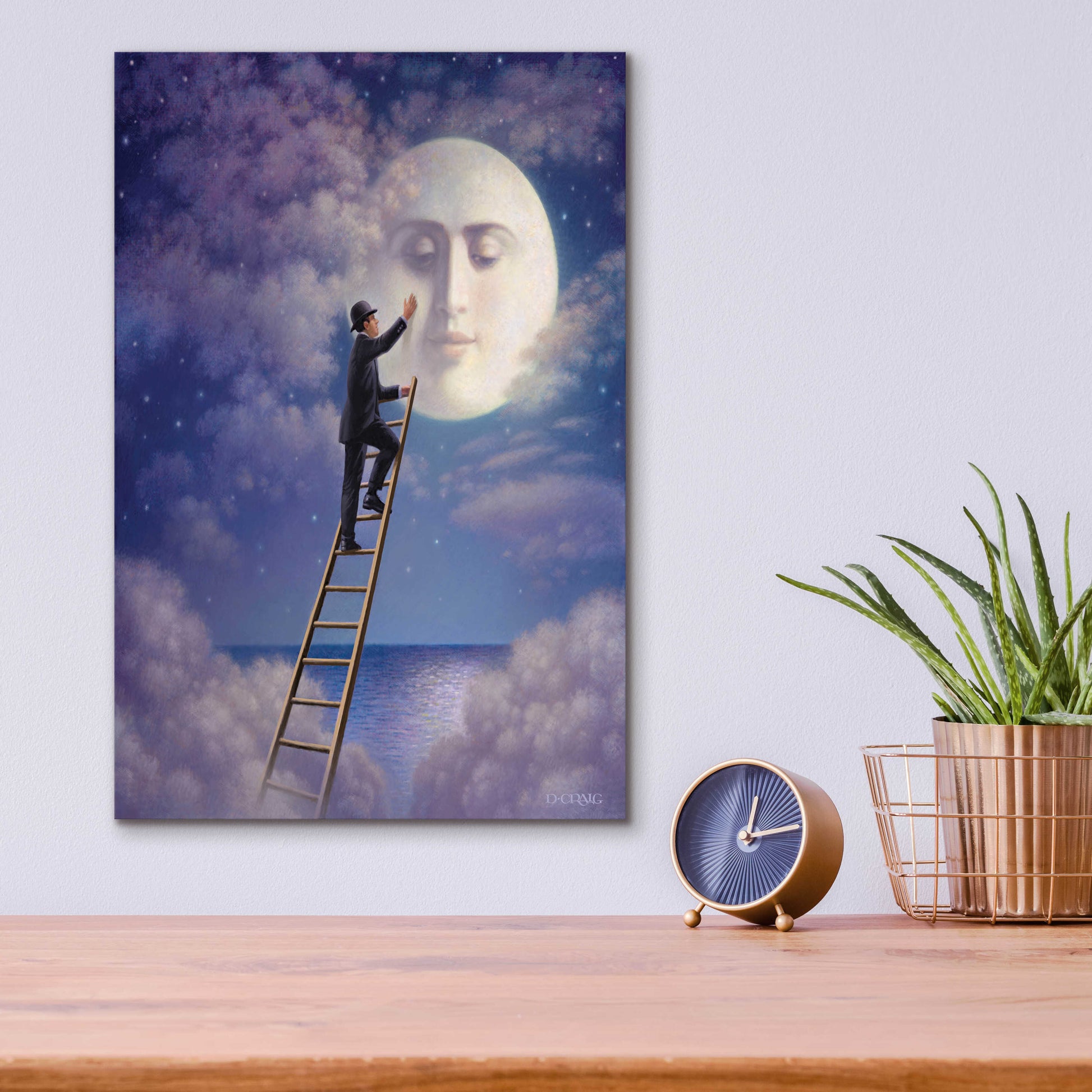 Epic Art 'Man With Moon' by Dan Craig, Acrylic Glass Wall Art,12x16