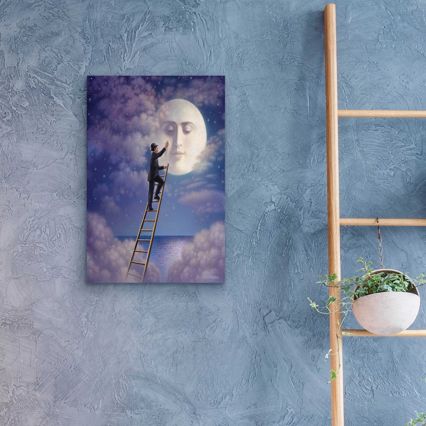 Epic Art 'Man With Moon' by Dan Craig, Acrylic Glass Wall Art,16x24