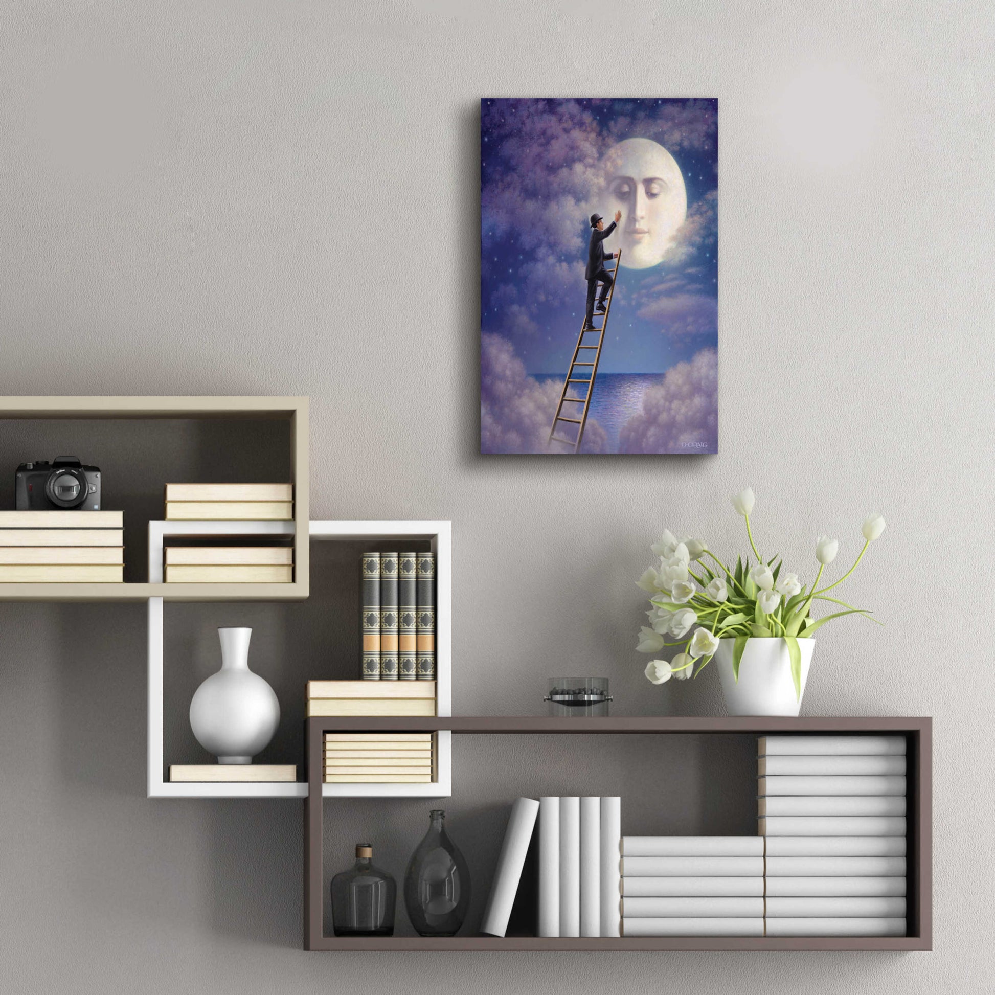 Epic Art 'Man With Moon' by Dan Craig, Acrylic Glass Wall Art,16x24