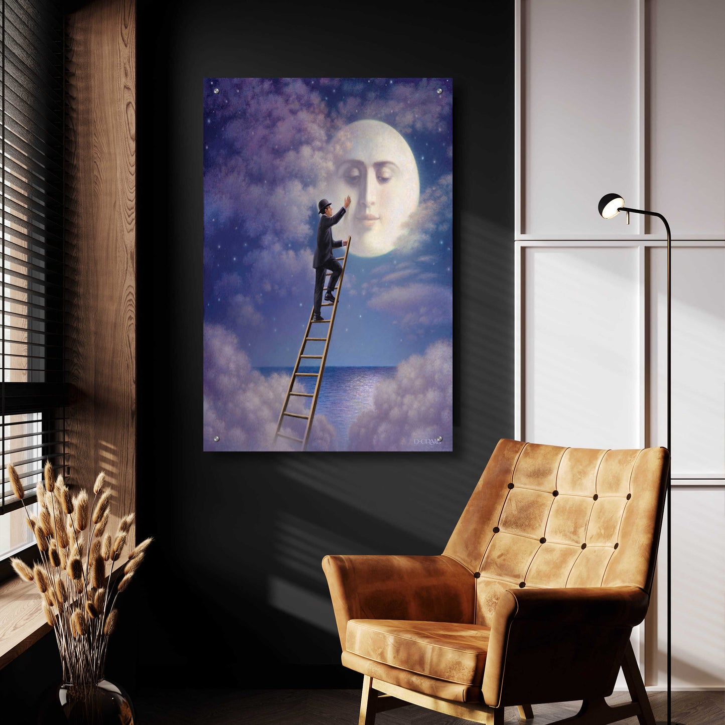 Epic Art 'Man With Moon' by Dan Craig, Acrylic Glass Wall Art,24x36