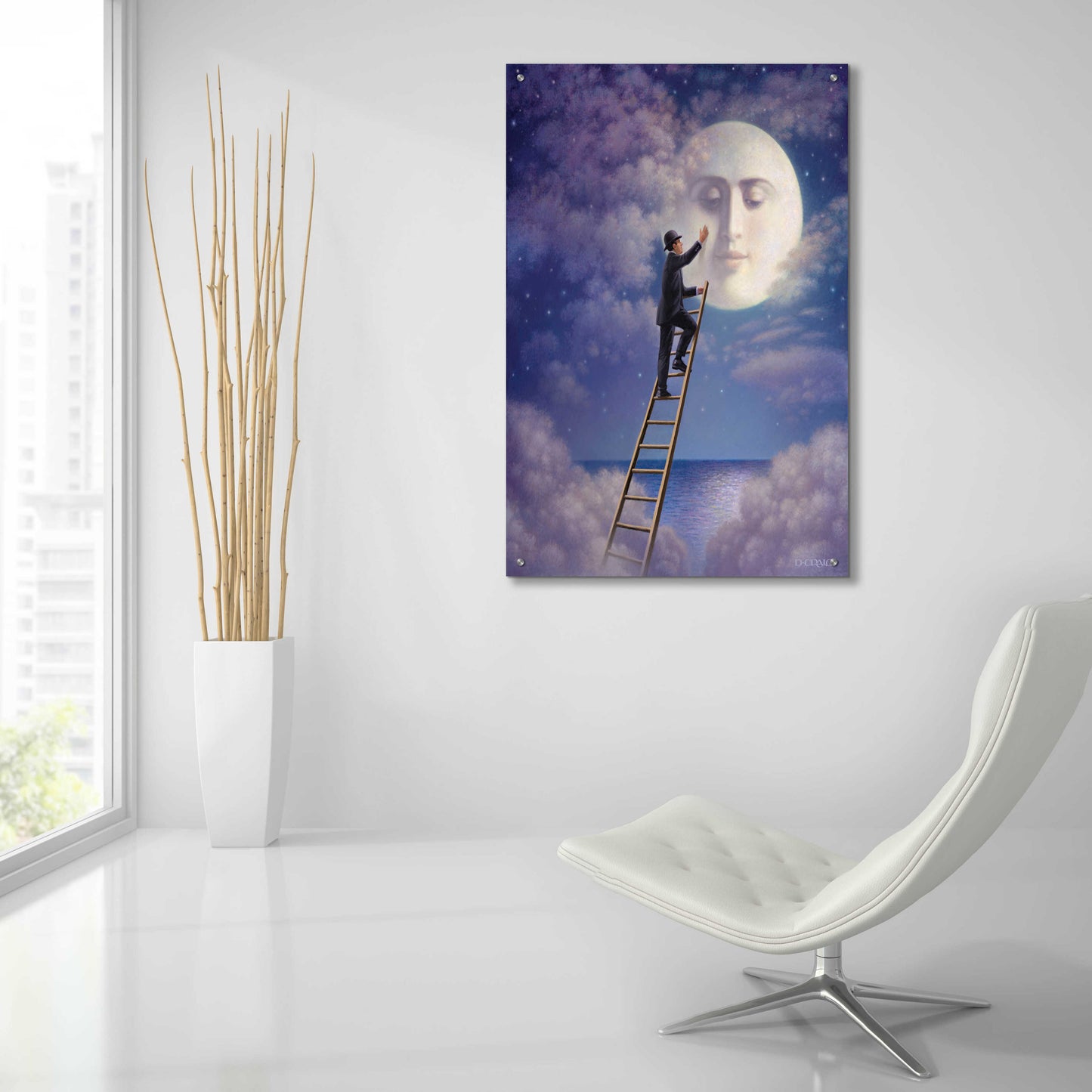 Epic Art 'Man With Moon' by Dan Craig, Acrylic Glass Wall Art,24x36