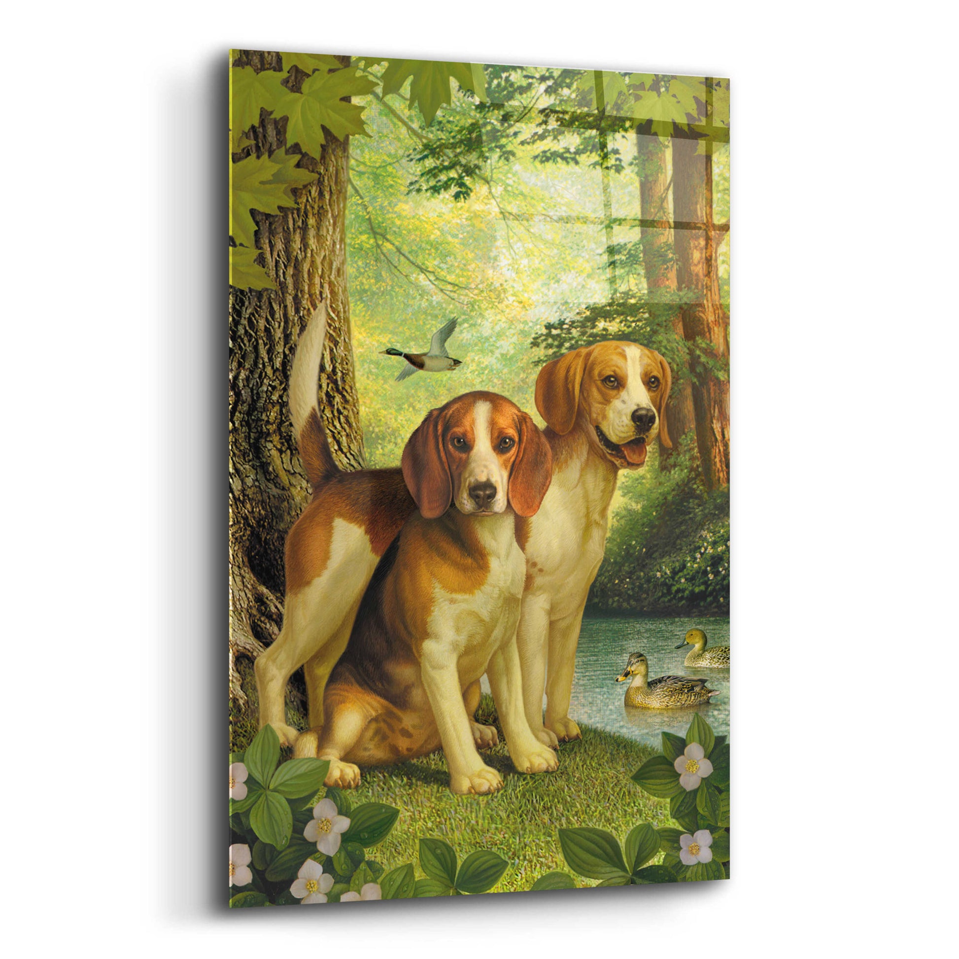 Epic Art 'Beagles And Duck' by Dan Craig, Acrylic Glass Wall Art,12x16