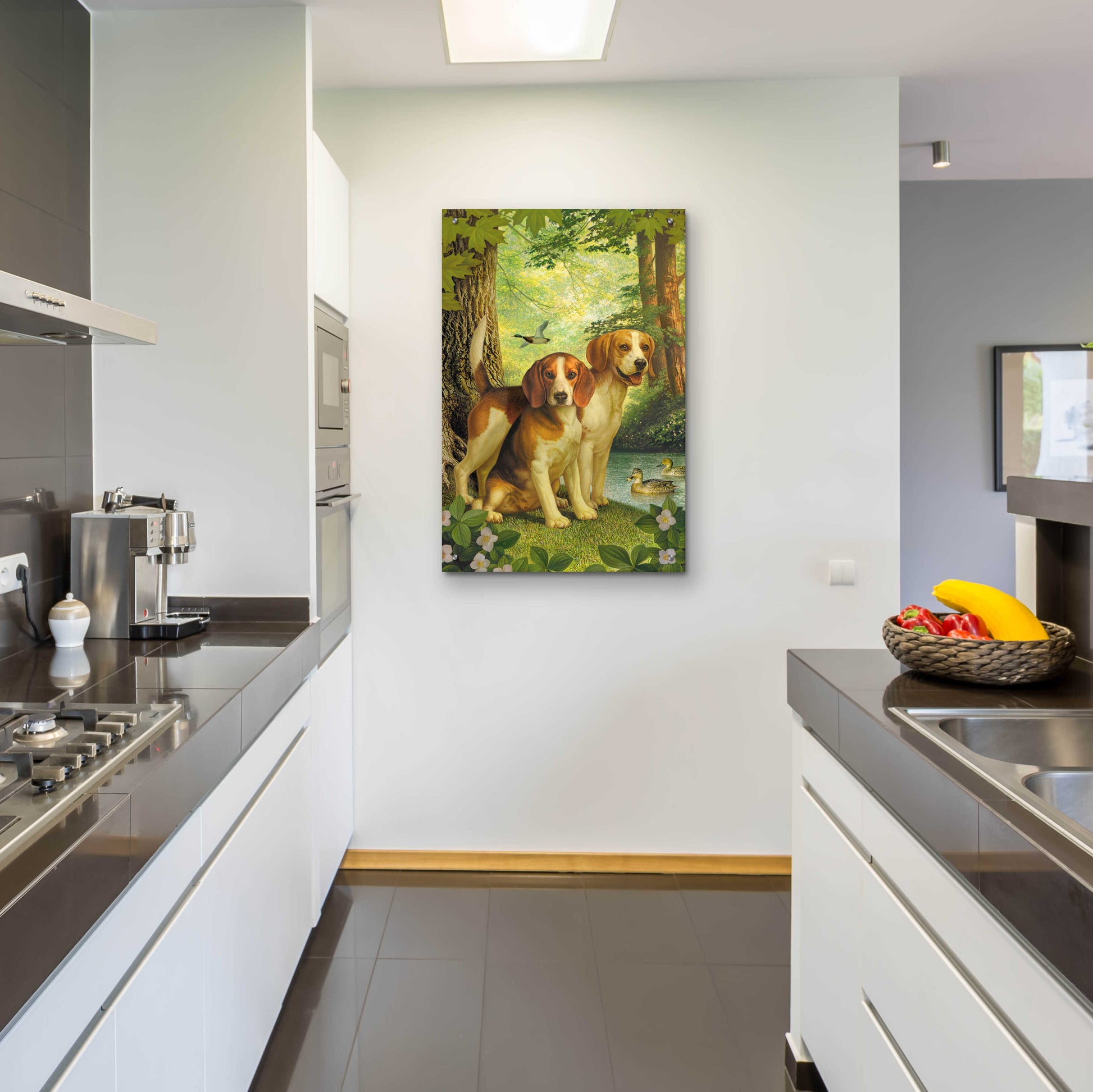 Epic Art 'Beagles And Duck' by Dan Craig, Acrylic Glass Wall Art,24x36