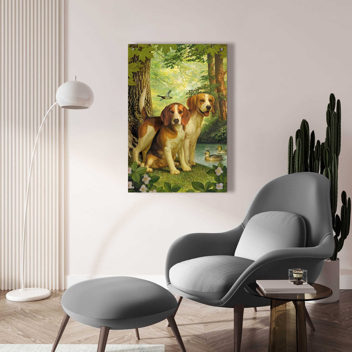 Epic Art 'Beagles And Duck' by Dan Craig, Acrylic Glass Wall Art,24x36