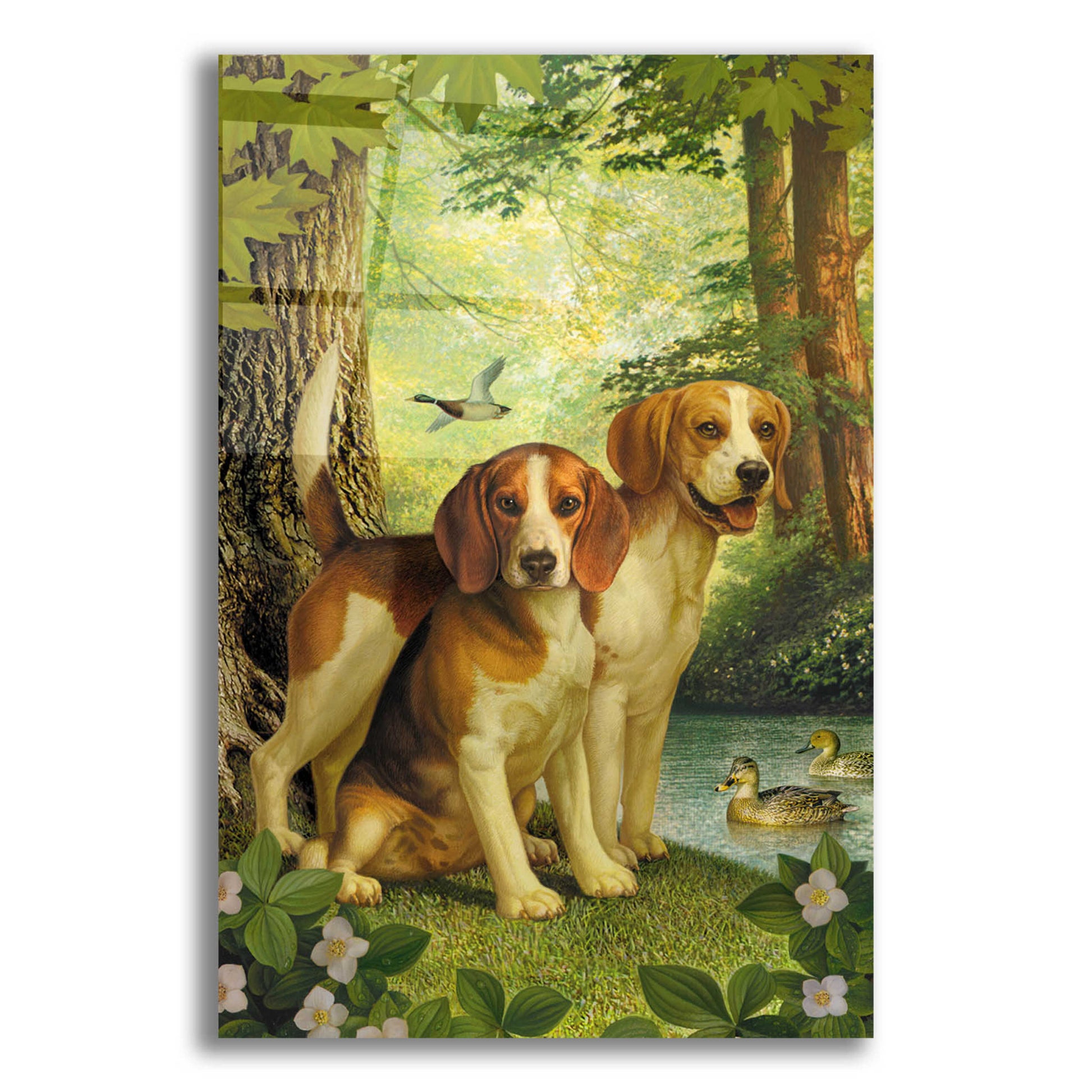 Epic Art 'Beagles And Duck' by Dan Craig, Acrylic Glass Wall Art