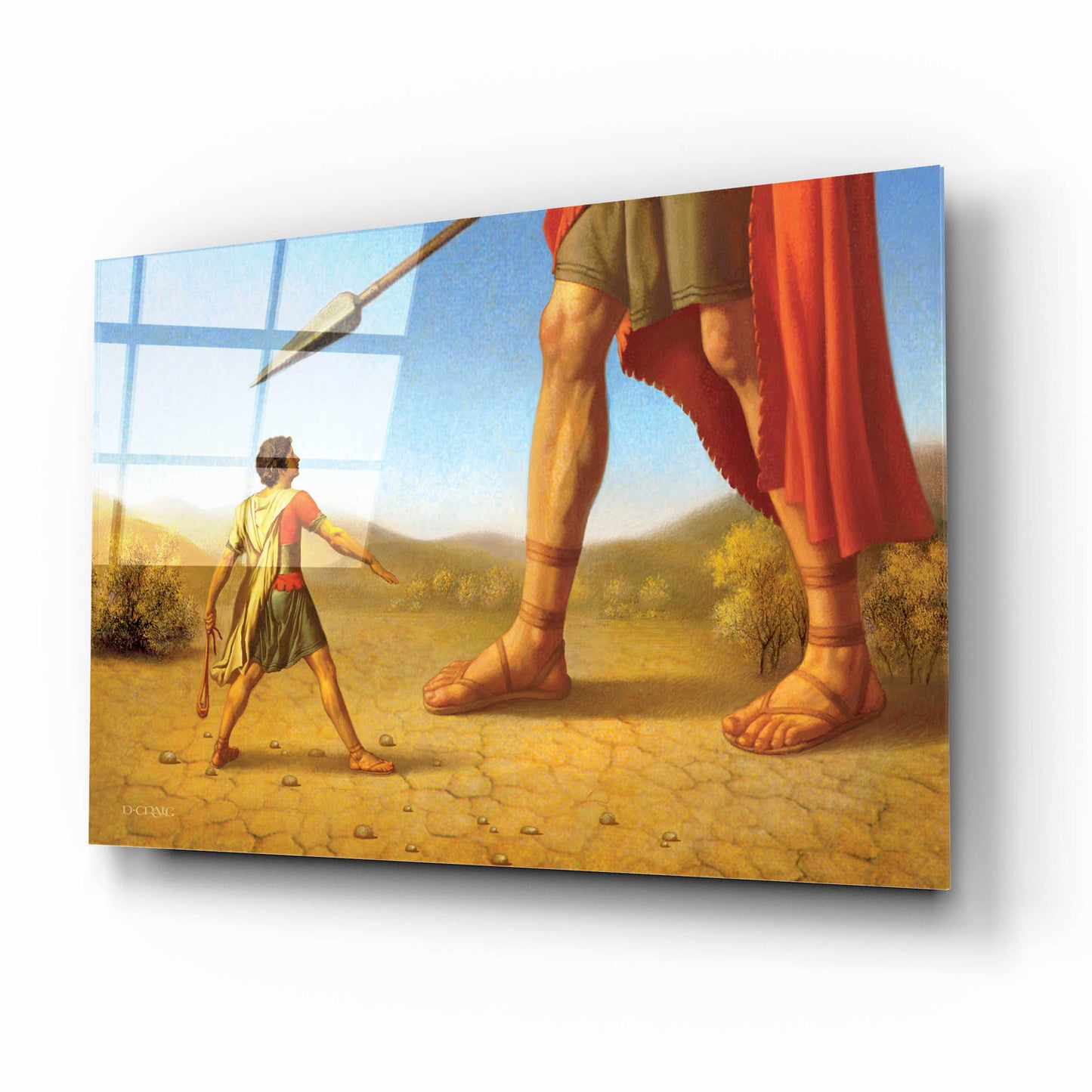 Epic Art 'David And Goliath' by Dan Craig, Acrylic Glass Wall Art,16x12