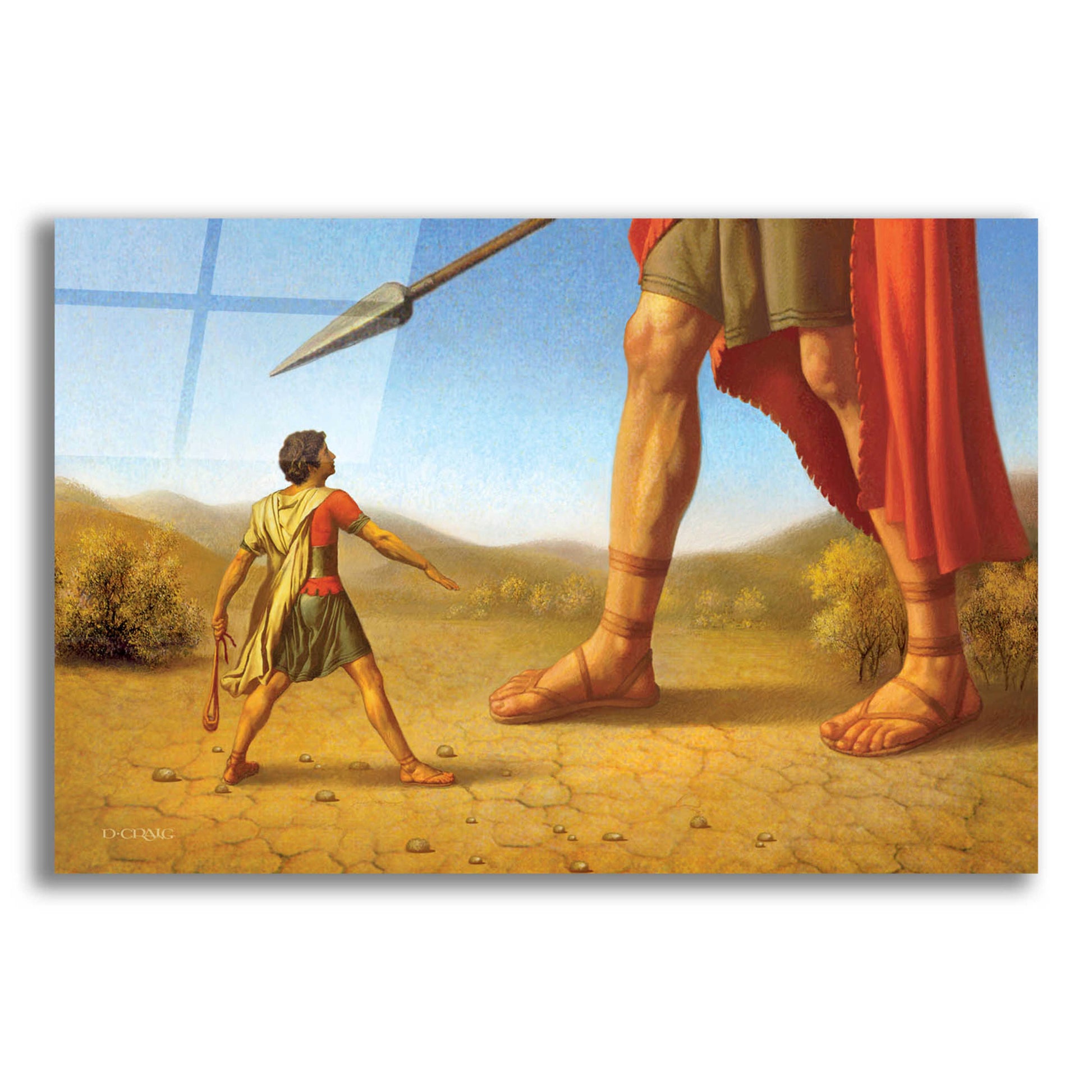 Epic Art 'David And Goliath' by Dan Craig, Acrylic Glass Wall Art,24x16