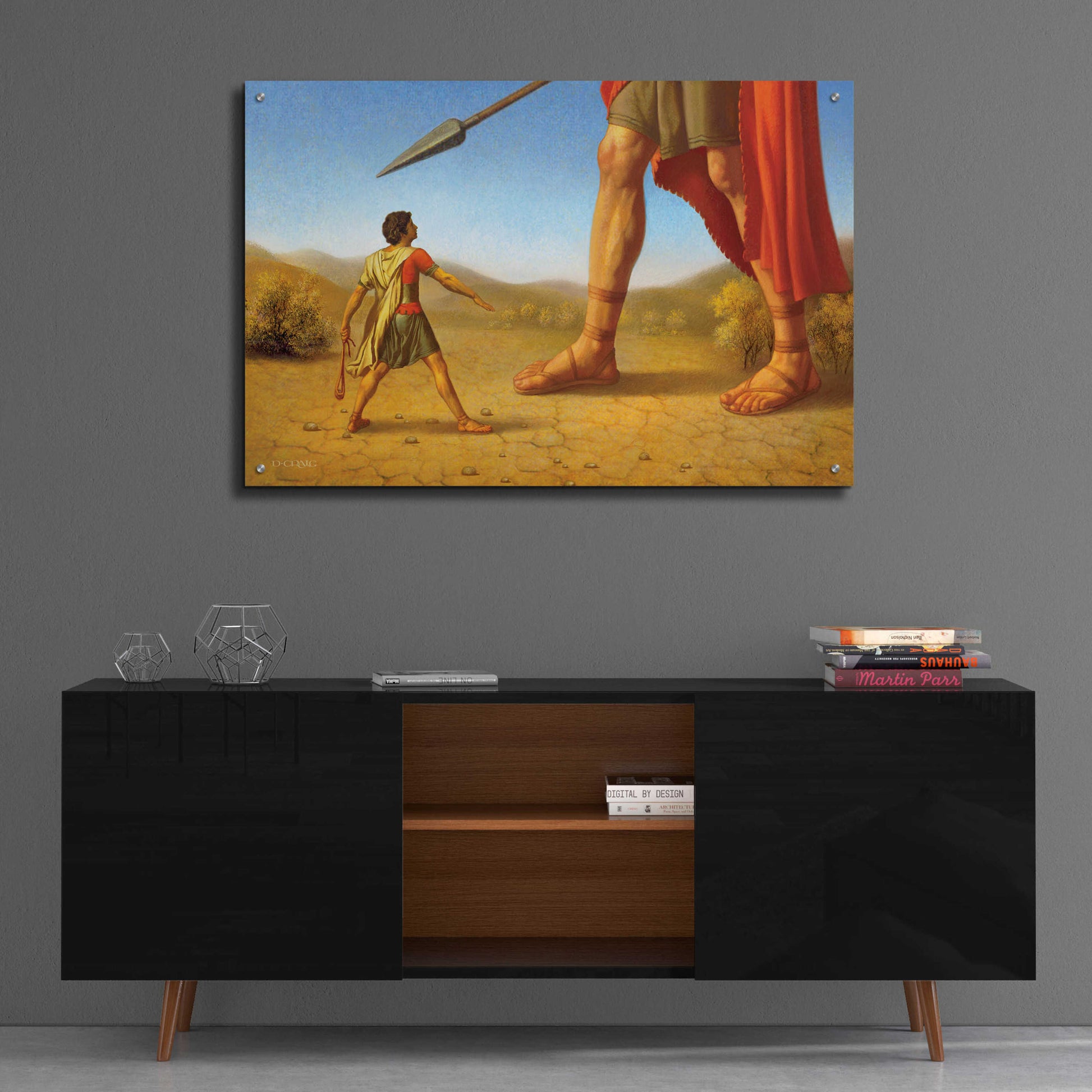 Epic Art 'David And Goliath' by Dan Craig, Acrylic Glass Wall Art,36x24