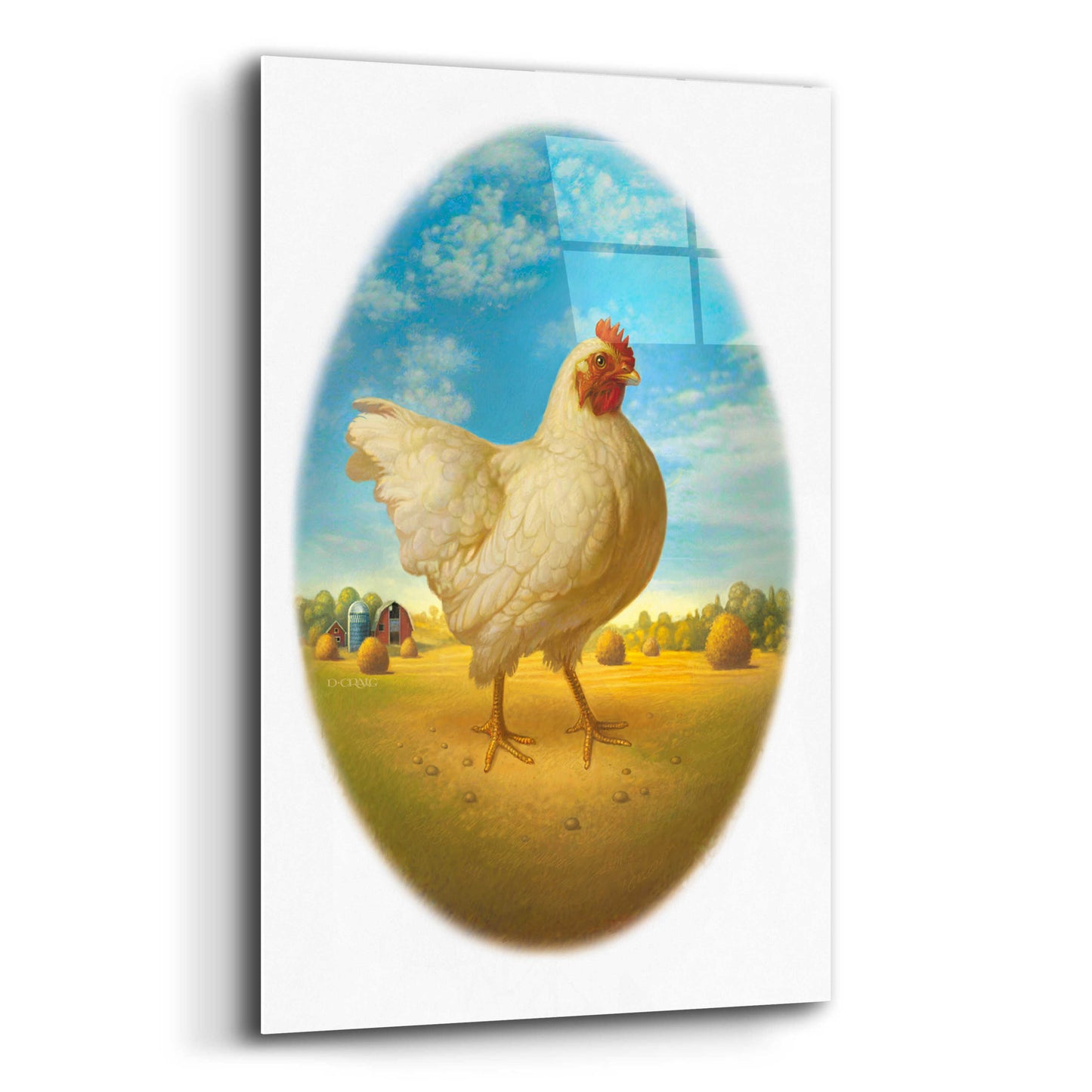 Epic Art 'Smaller Promo Chicken-Egg' by Dan Craig, Acrylic Glass Wall Art,12x16