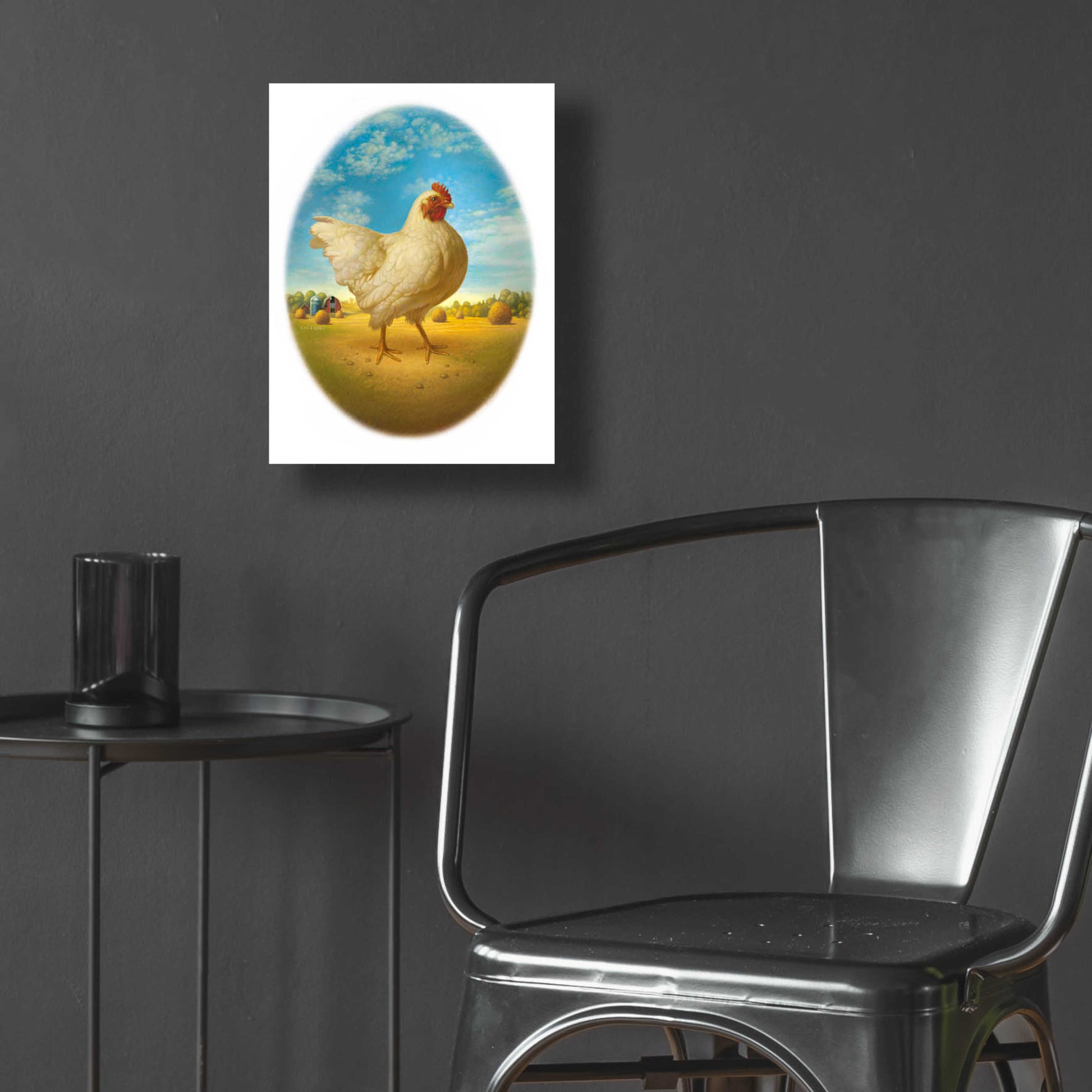 Epic Art 'Smaller Promo Chicken-Egg' by Dan Craig, Acrylic Glass Wall Art,12x16