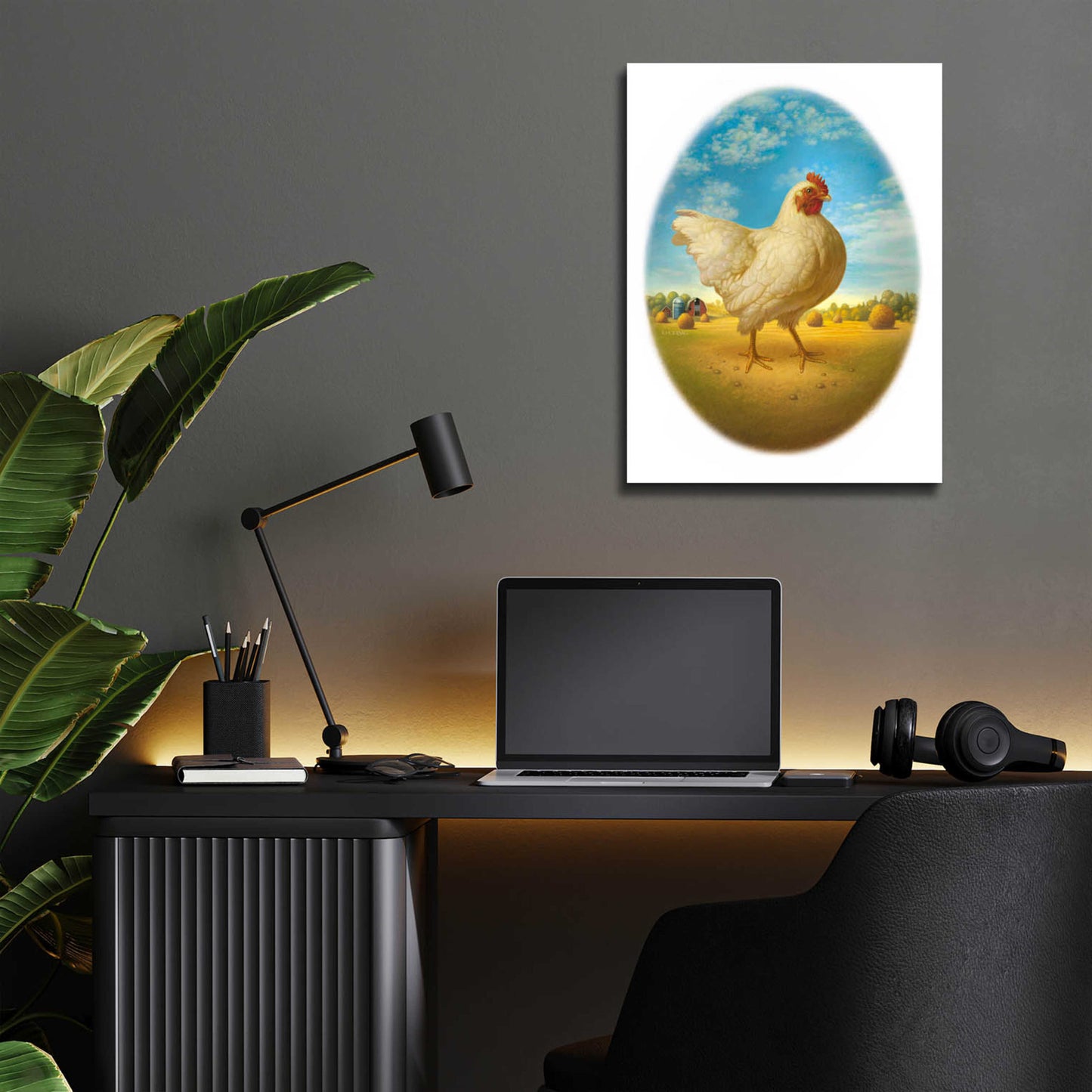 Epic Art 'Smaller Promo Chicken-Egg' by Dan Craig, Acrylic Glass Wall Art,12x16