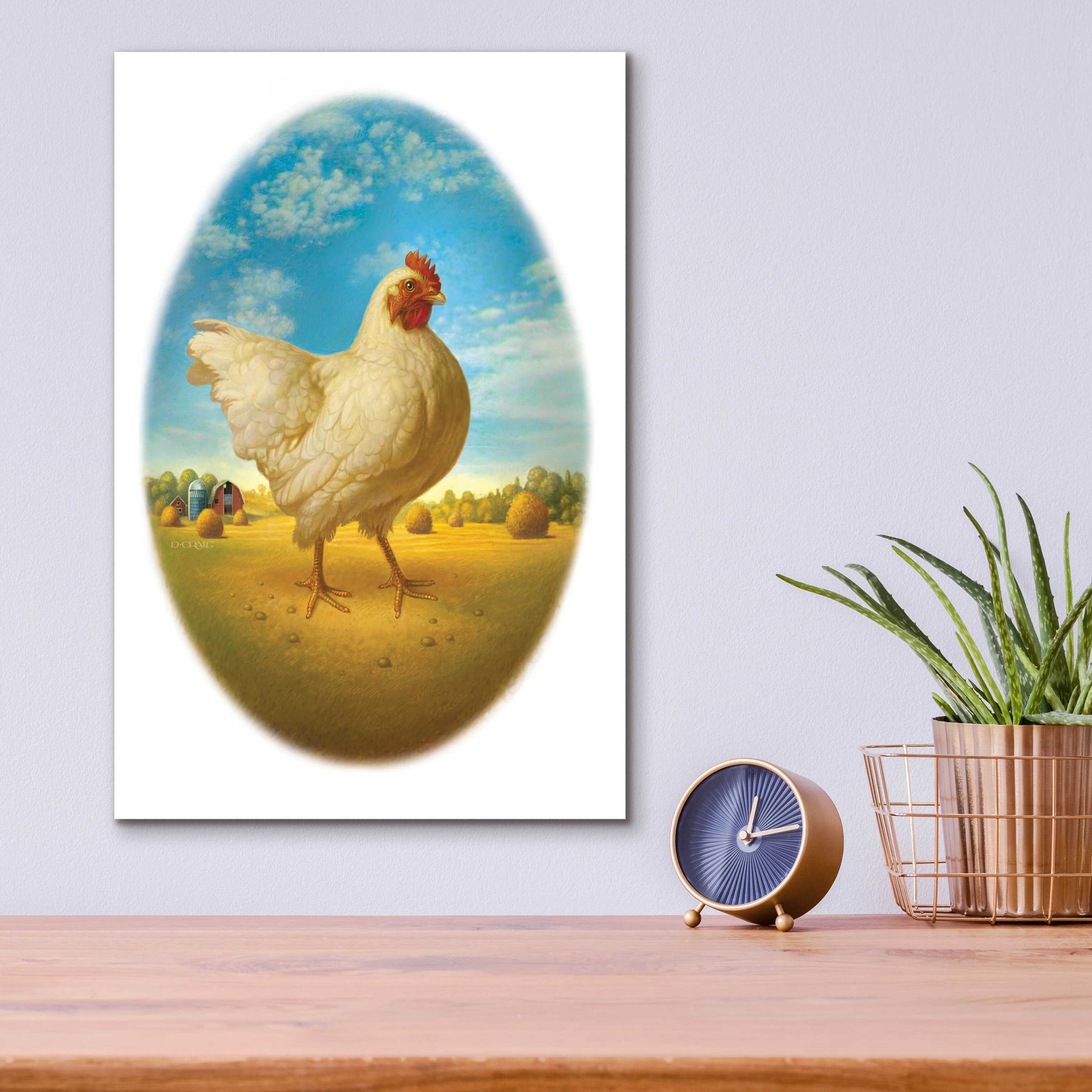 Epic Art 'Smaller Promo Chicken-Egg' by Dan Craig, Acrylic Glass Wall Art,12x16