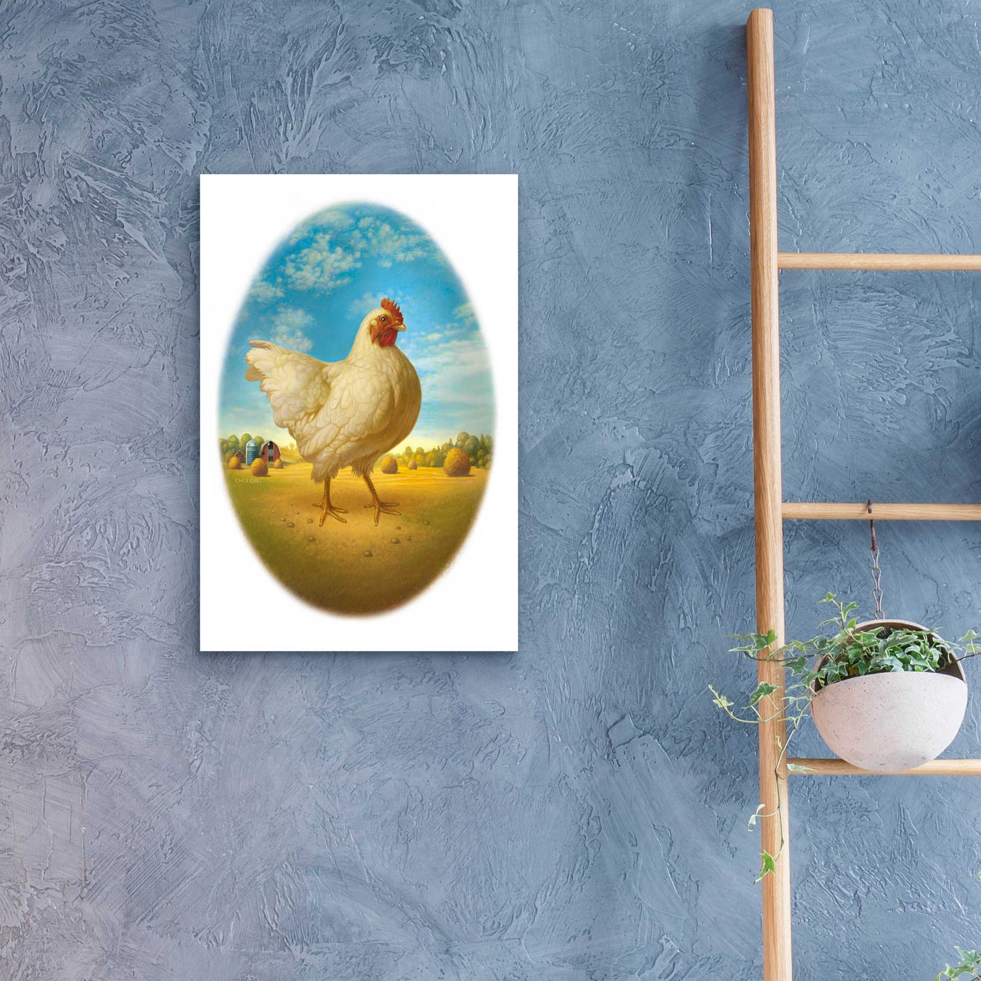 Epic Art 'Smaller Promo Chicken-Egg' by Dan Craig, Acrylic Glass Wall Art,16x24