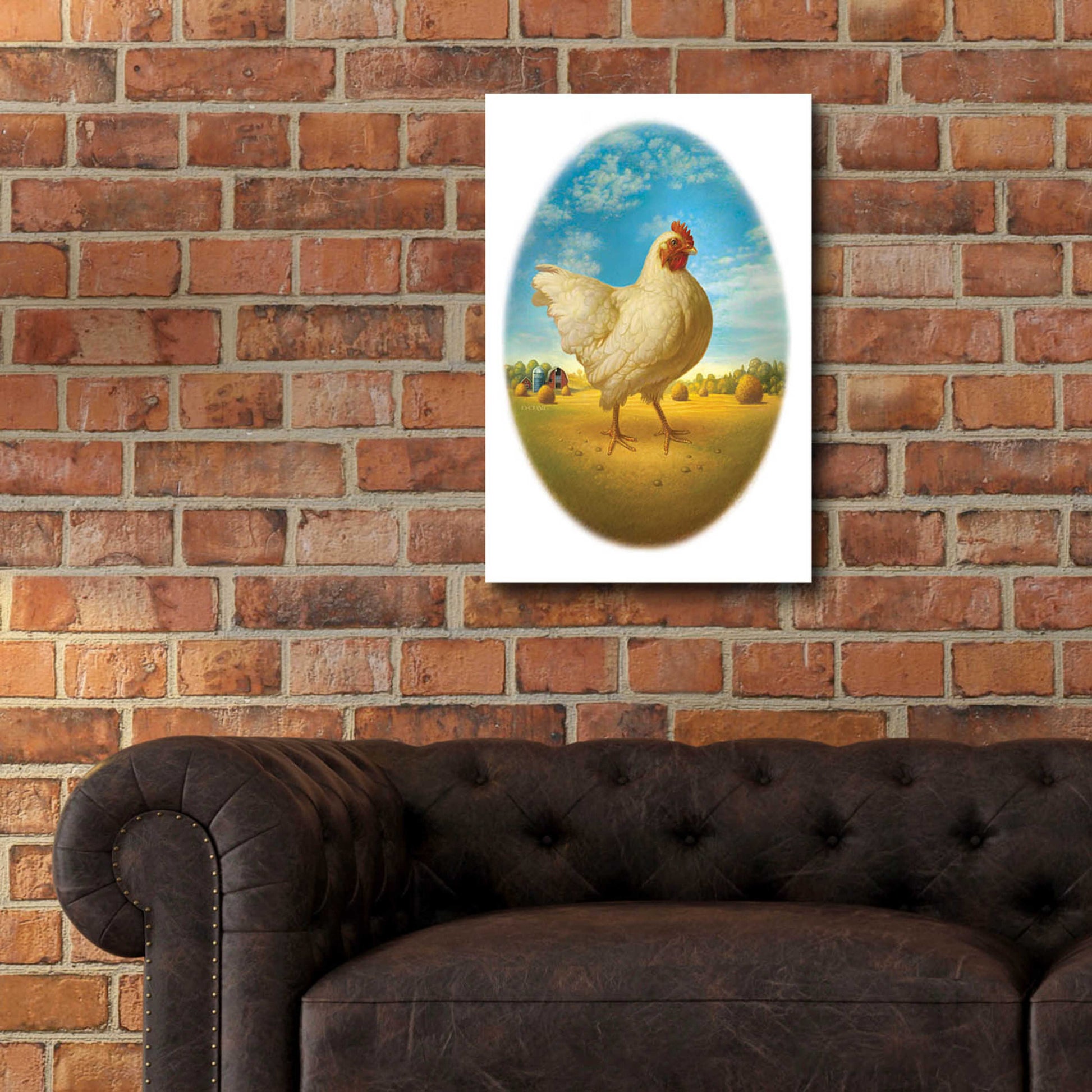 Epic Art 'Smaller Promo Chicken-Egg' by Dan Craig, Acrylic Glass Wall Art,16x24