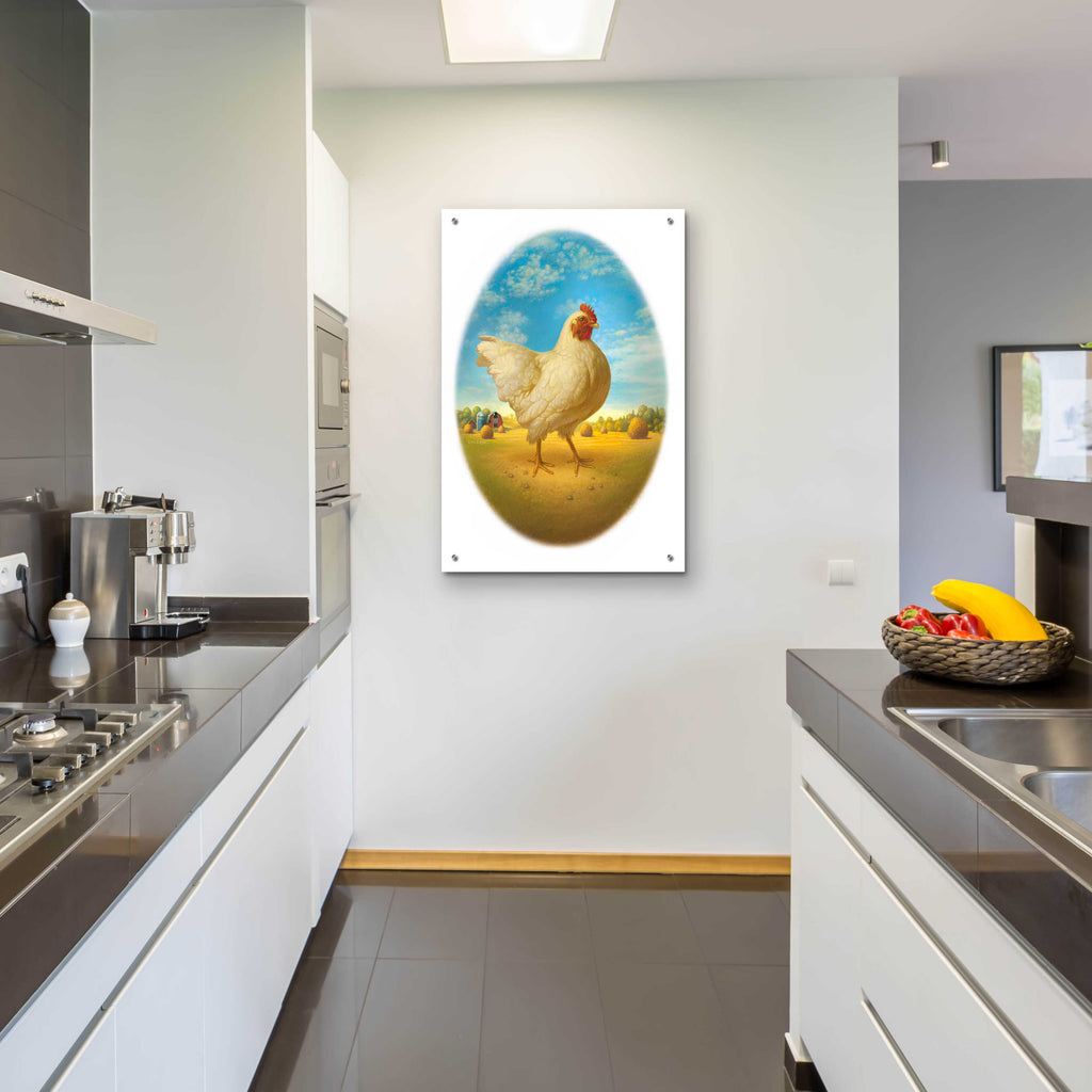 Epic Art 'Smaller Promo Chicken-Egg' by Dan Craig, Acrylic Glass Wall Art,24x36