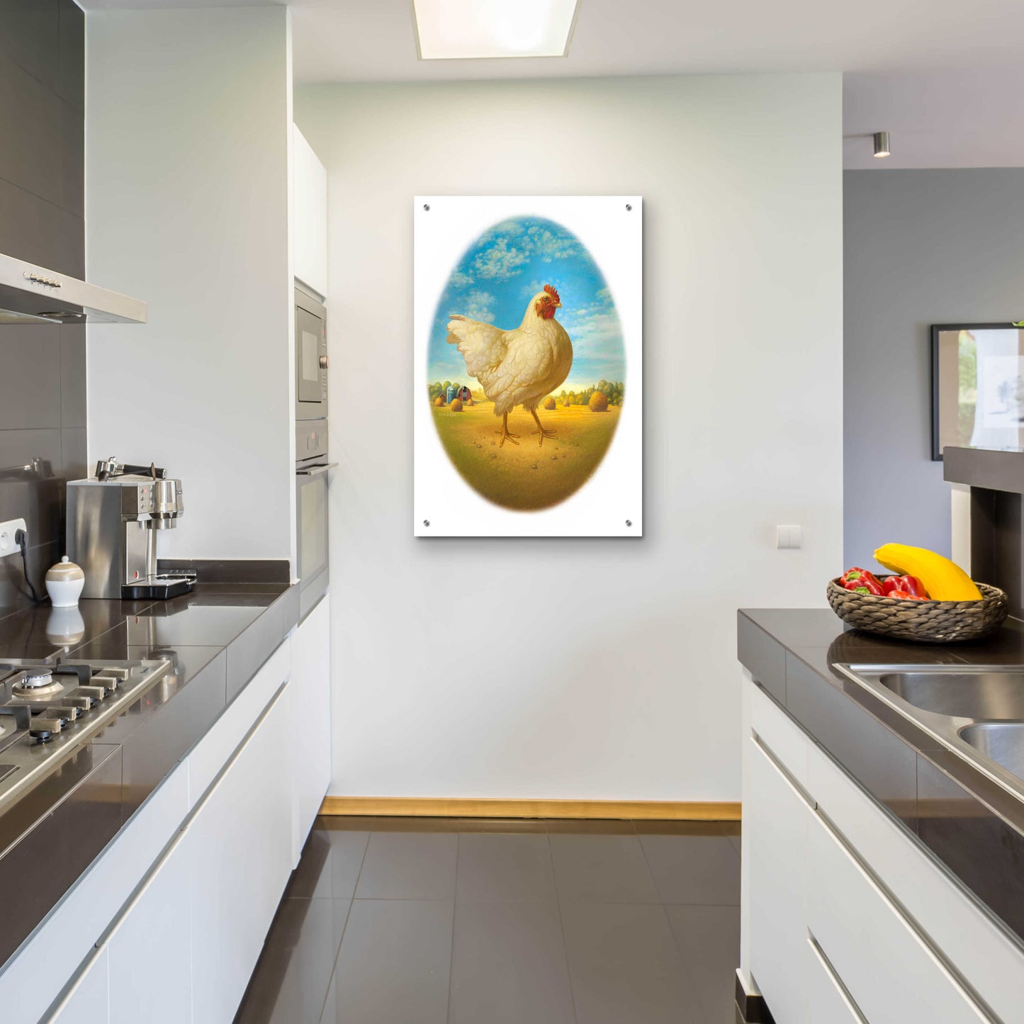 Epic Art 'Smaller Promo Chicken-Egg' by Dan Craig, Acrylic Glass Wall Art,24x36