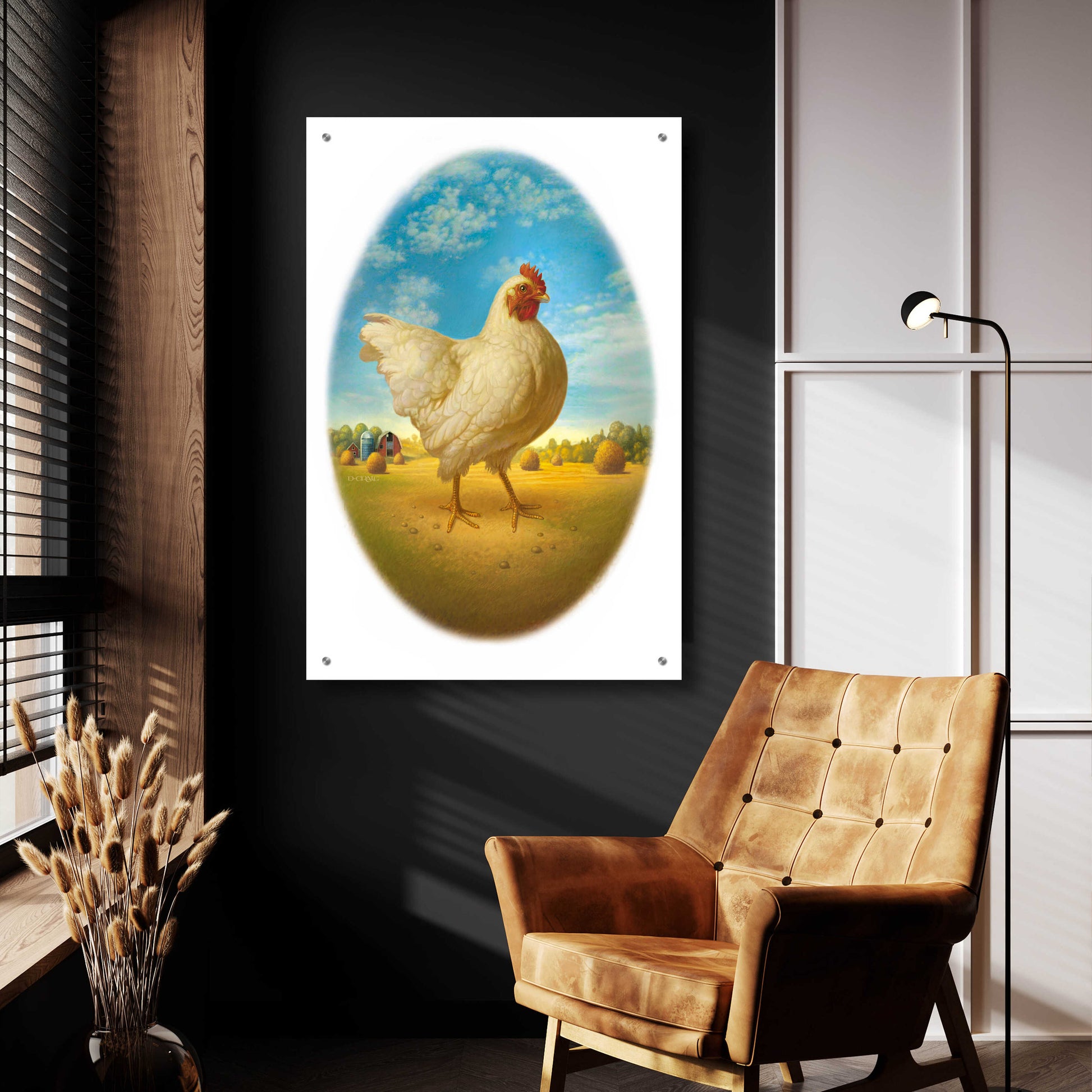 Epic Art 'Smaller Promo Chicken-Egg' by Dan Craig, Acrylic Glass Wall Art,24x36