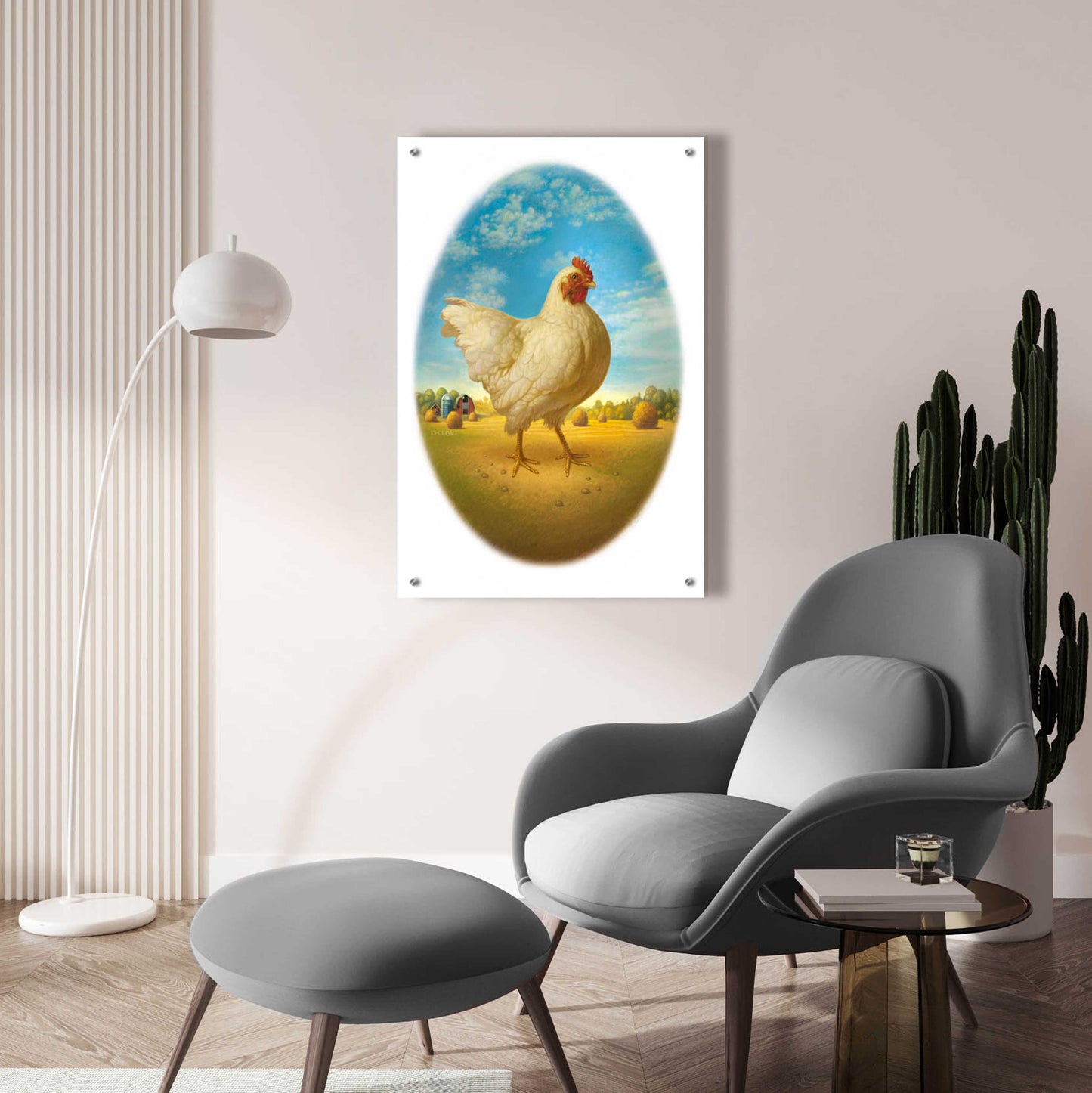 Epic Art 'Smaller Promo Chicken-Egg' by Dan Craig, Acrylic Glass Wall Art,24x36