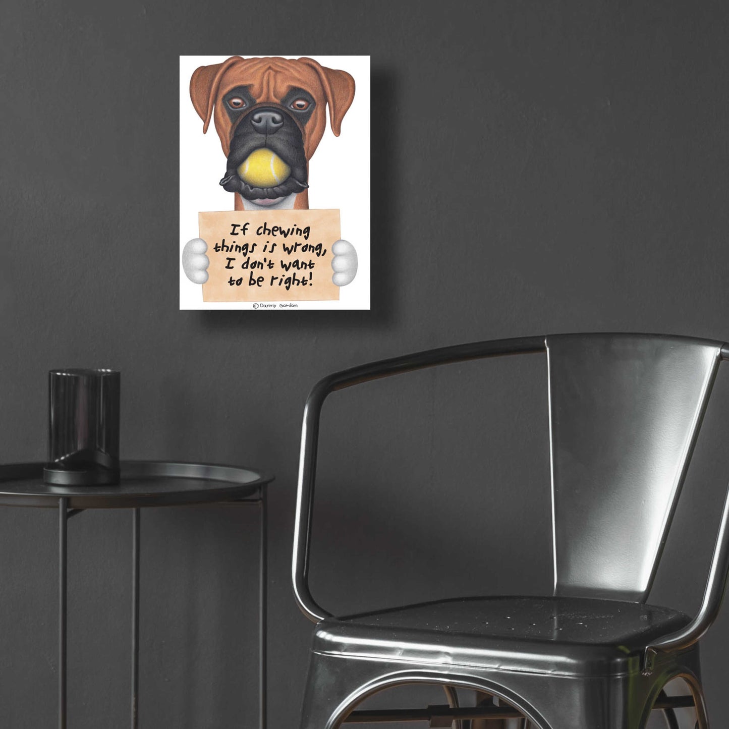 Epic Art 'Boxer Tennis Ball in Mouth' by Danny Gordon Art, Acrylic Glass Wall Art,12x16