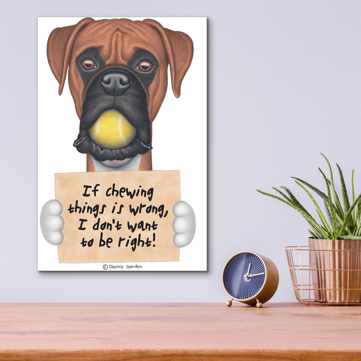 Epic Art 'Boxer Tennis Ball in Mouth' by Danny Gordon Art, Acrylic Glass Wall Art,12x16