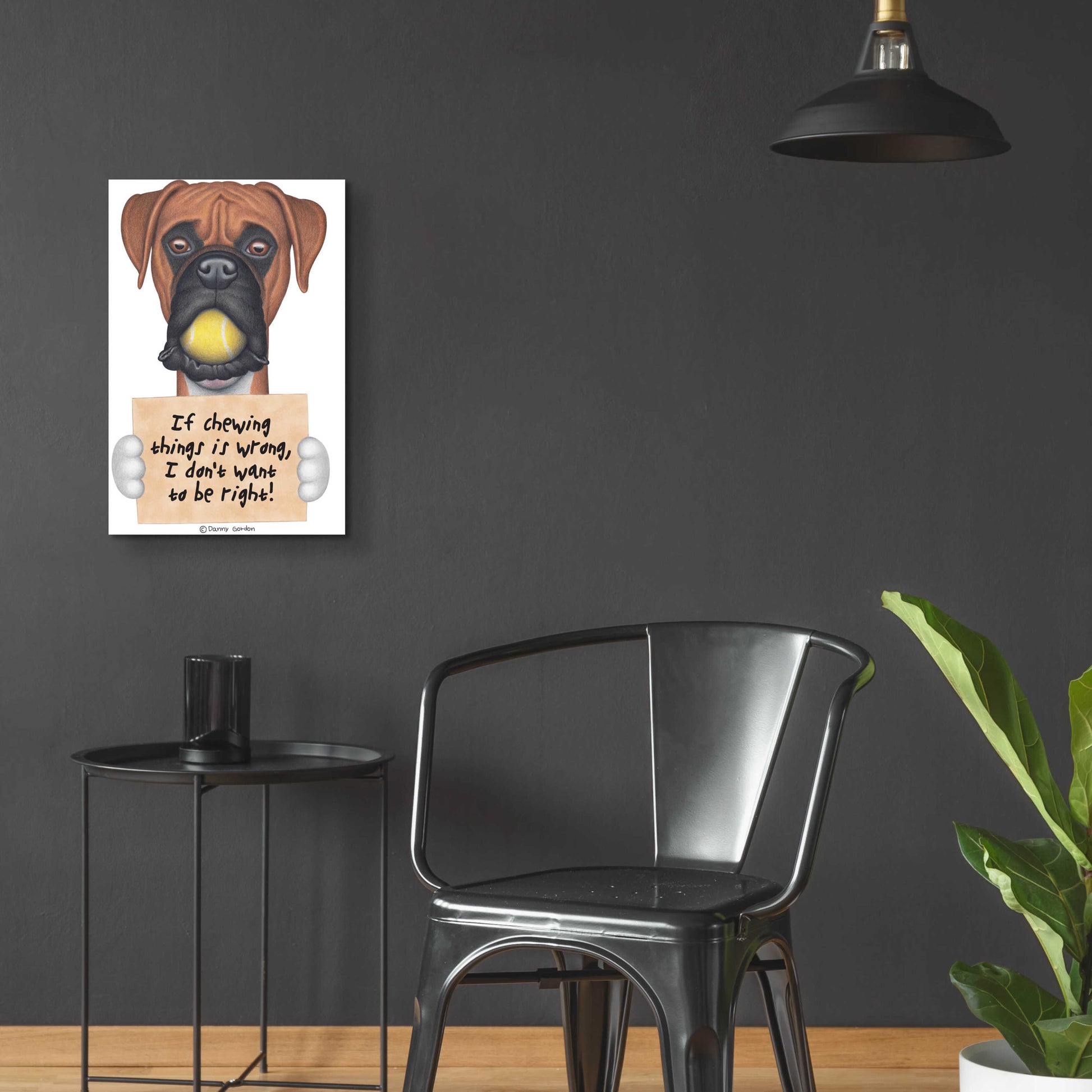 Epic Art 'Boxer Tennis Ball in Mouth' by Danny Gordon Art, Acrylic Glass Wall Art,16x24