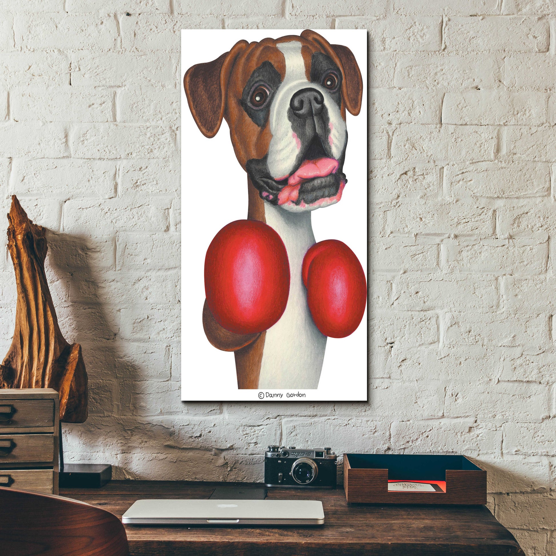 Epic Art 'Boxer Wearing Boxing Gloves' by Danny Gordon Art, Acrylic Glass Wall Art,12x24