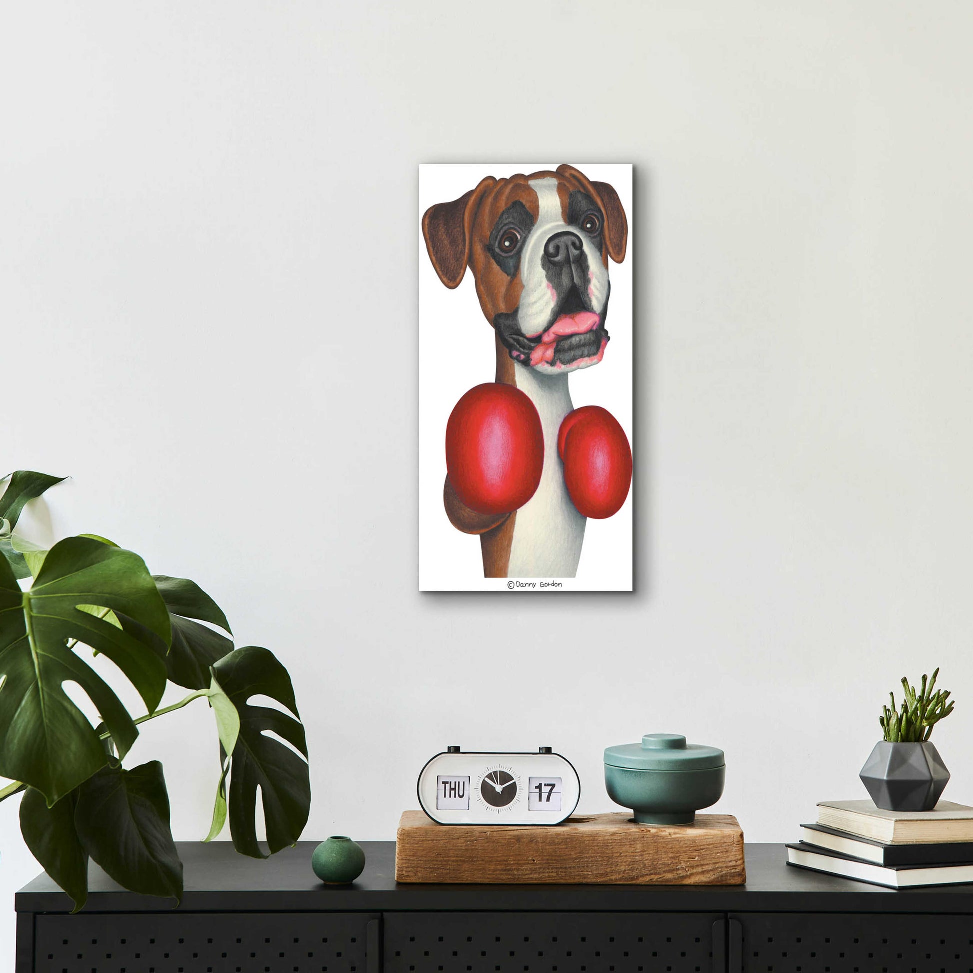 Epic Art 'Boxer Wearing Boxing Gloves' by Danny Gordon Art, Acrylic Glass Wall Art,12x24