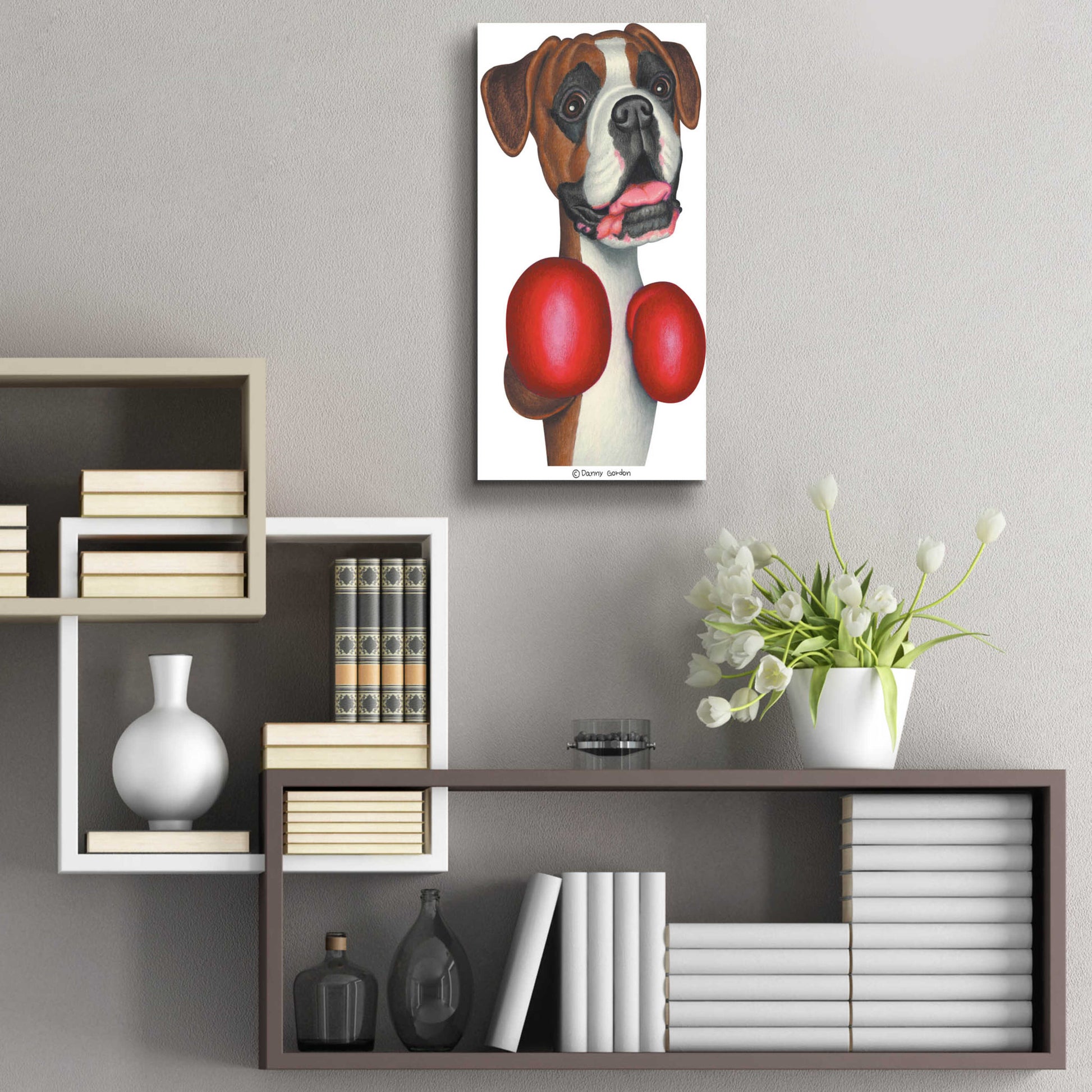 Epic Art 'Boxer Wearing Boxing Gloves' by Danny Gordon Art, Acrylic Glass Wall Art,12x24