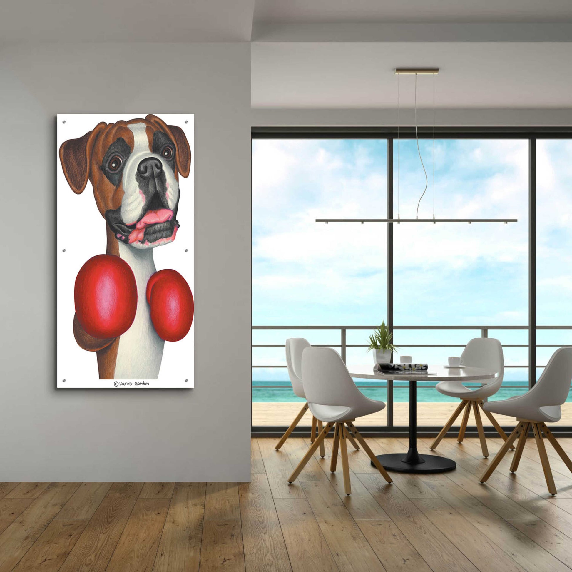 Epic Art 'Boxer Wearing Boxing Gloves' by Danny Gordon Art, Acrylic Glass Wall Art,24x48