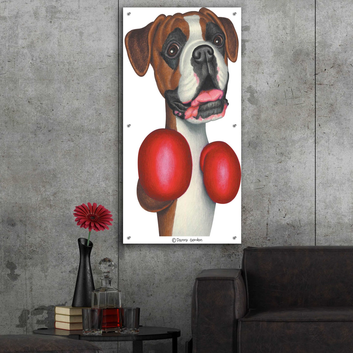 Epic Art 'Boxer Wearing Boxing Gloves' by Danny Gordon Art, Acrylic Glass Wall Art,24x48