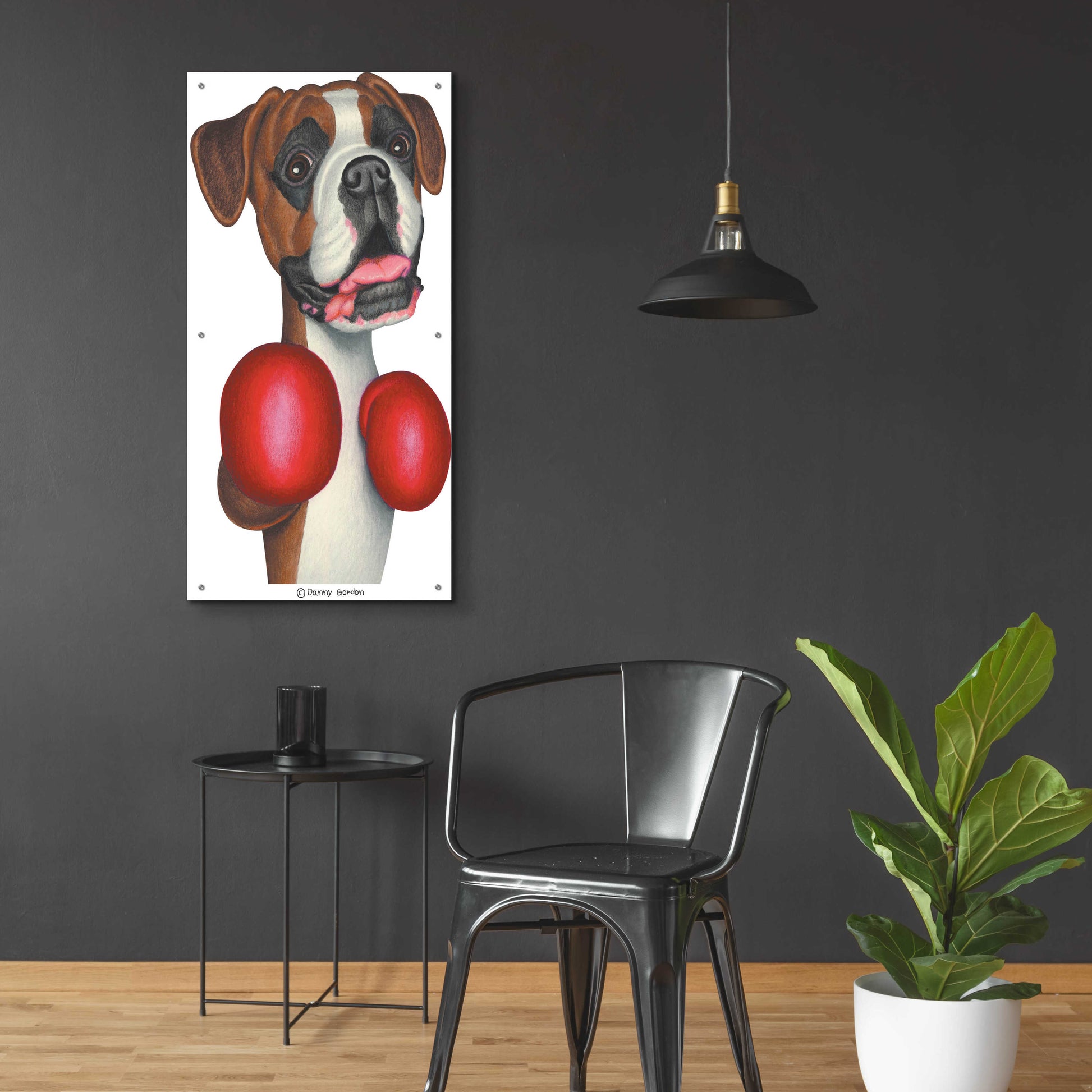 Epic Art 'Boxer Wearing Boxing Gloves' by Danny Gordon Art, Acrylic Glass Wall Art,24x48