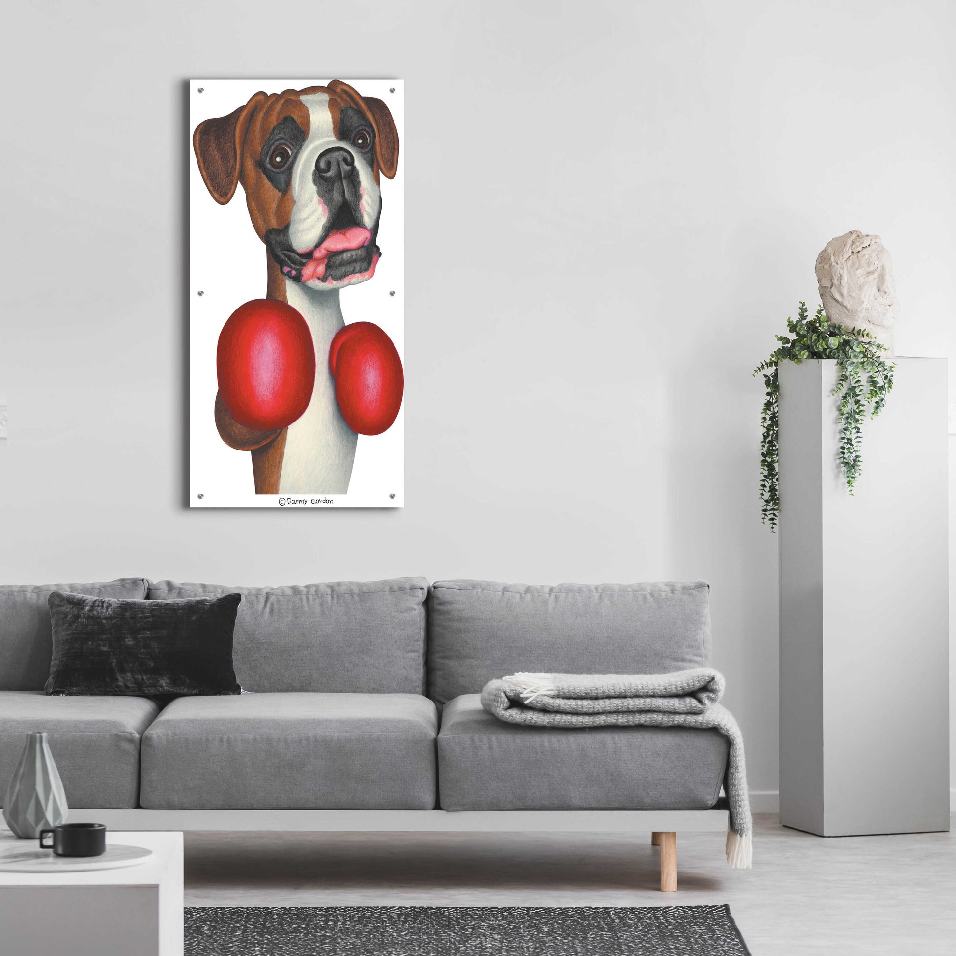 Epic Art 'Boxer Wearing Boxing Gloves' by Danny Gordon Art, Acrylic Glass Wall Art,24x48