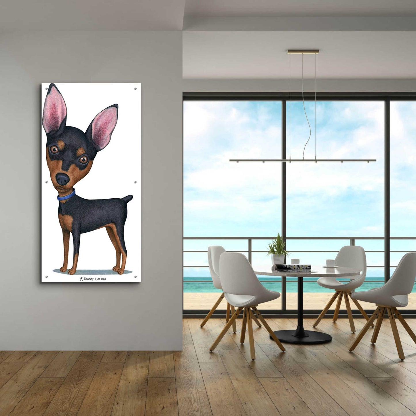 Epic Art 'Miniature Pinscher Blue Collar' by Danny Gordon Art, Acrylic Glass Wall Art,24x48