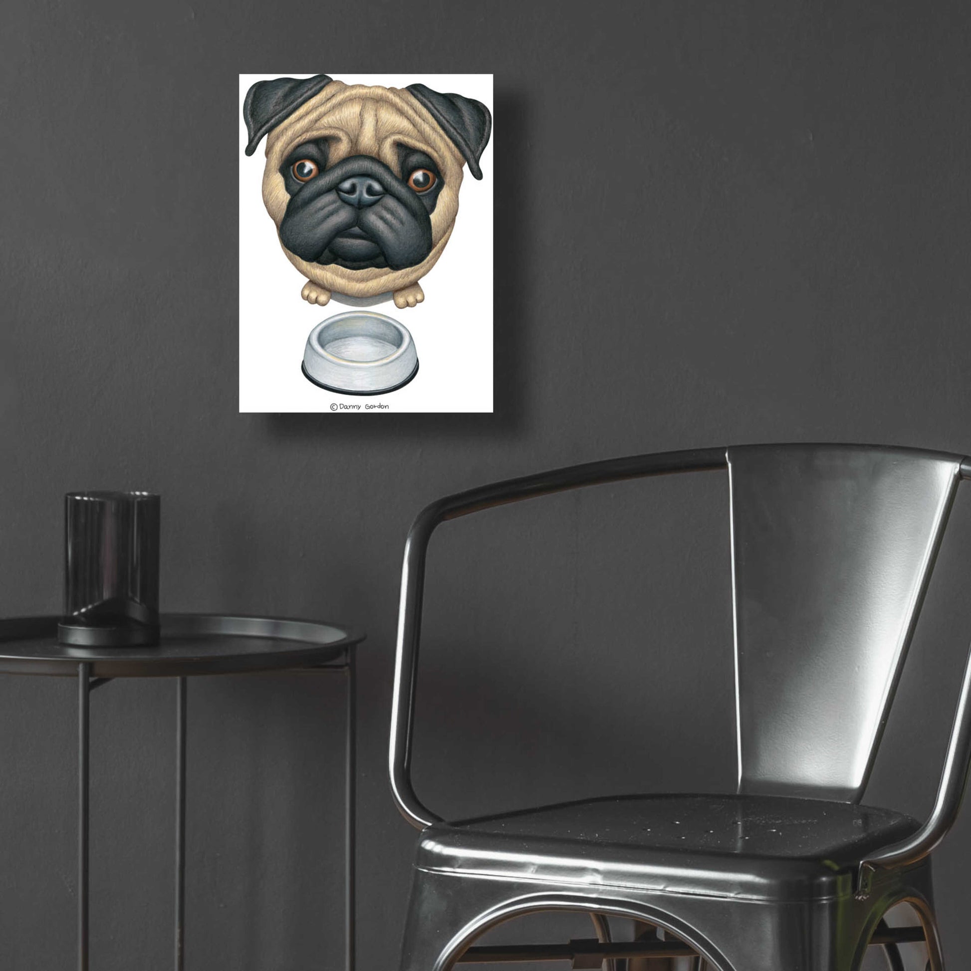 Epic Art 'Pug and Bowl Upper Perspective' by Danny Gordon Art, Acrylic Glass Wall Art,12x16