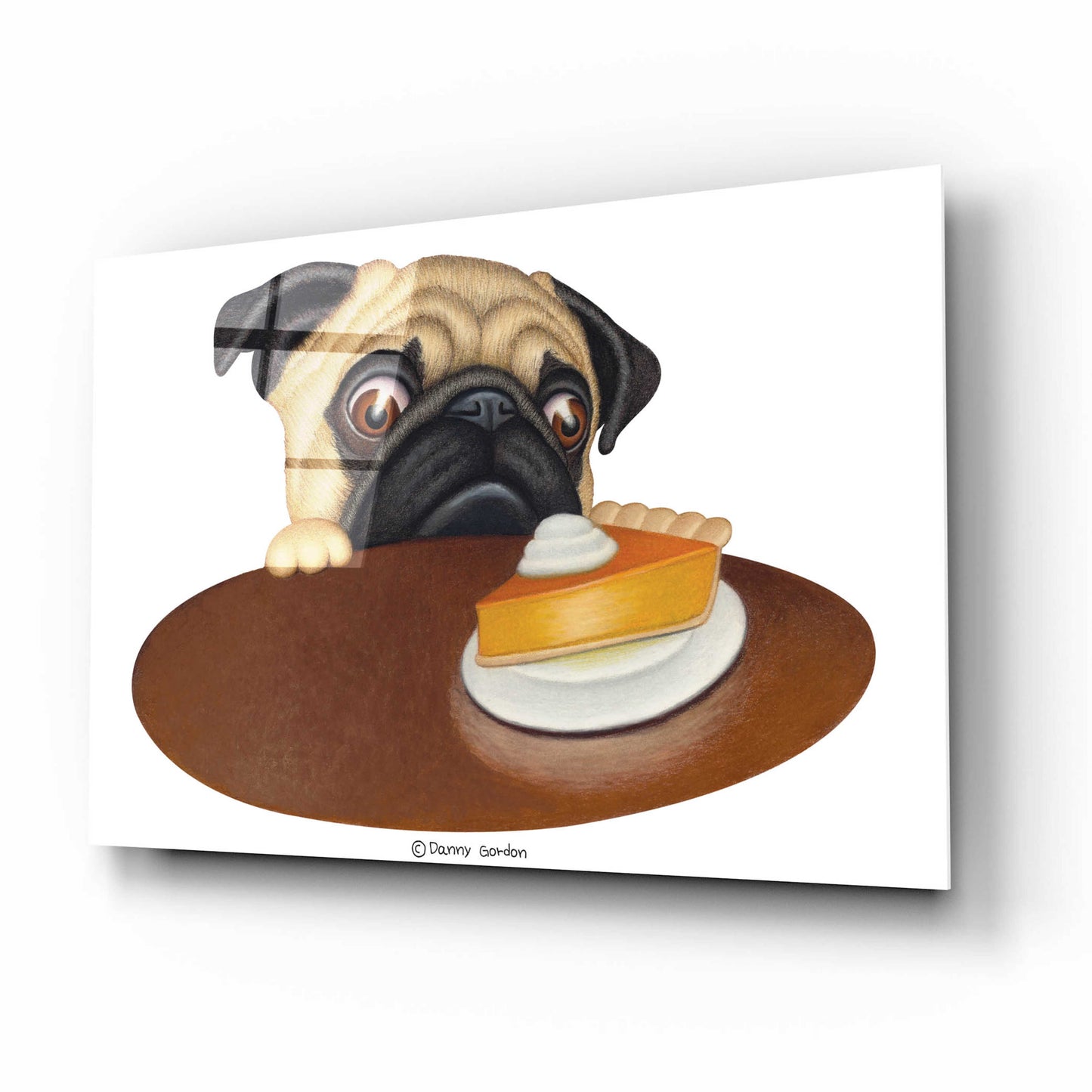 Epic Art 'Pug with Pie' by Danny Gordon Art, Acrylic Glass Wall Art,16x12