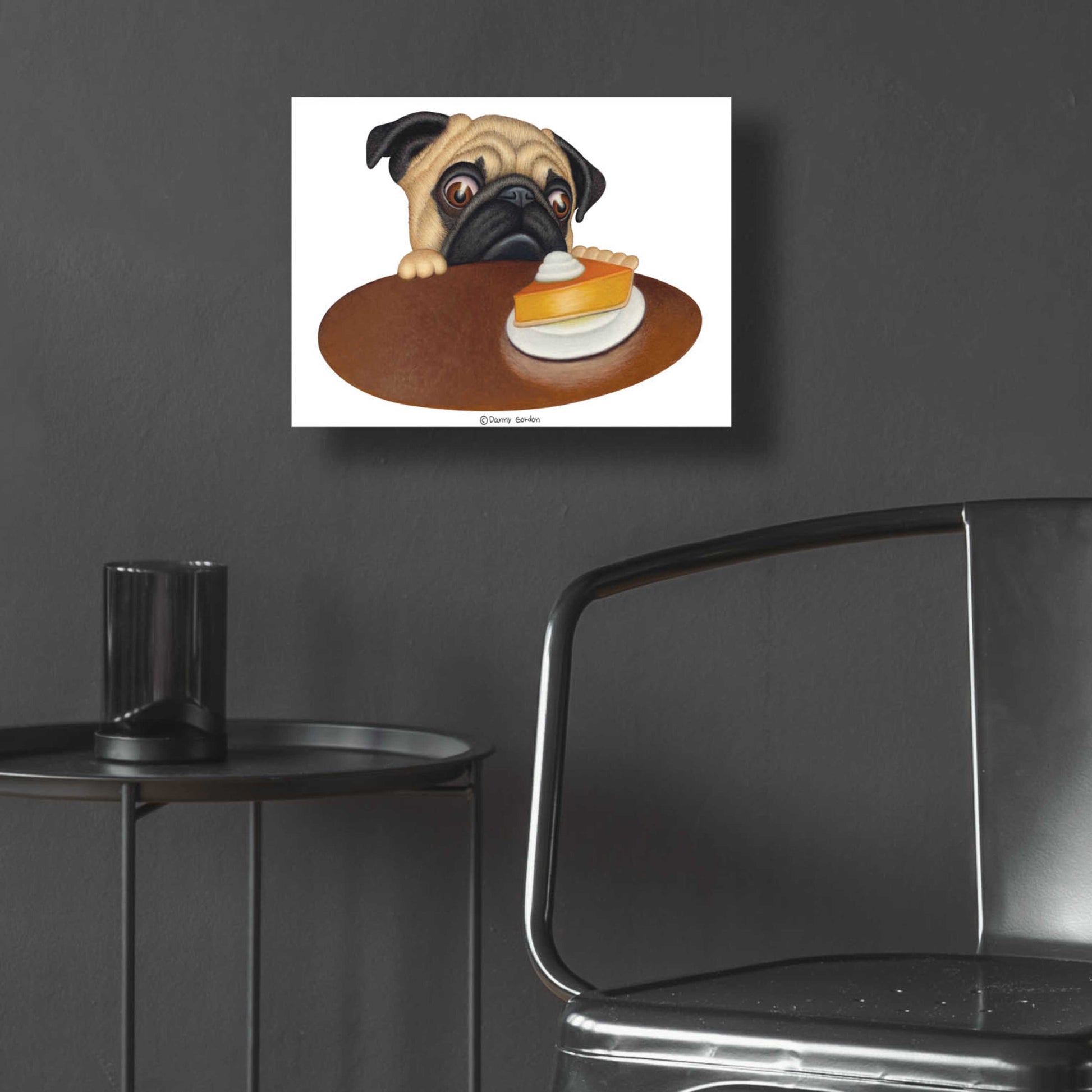 Epic Art 'Pug with Pie' by Danny Gordon Art, Acrylic Glass Wall Art,16x12