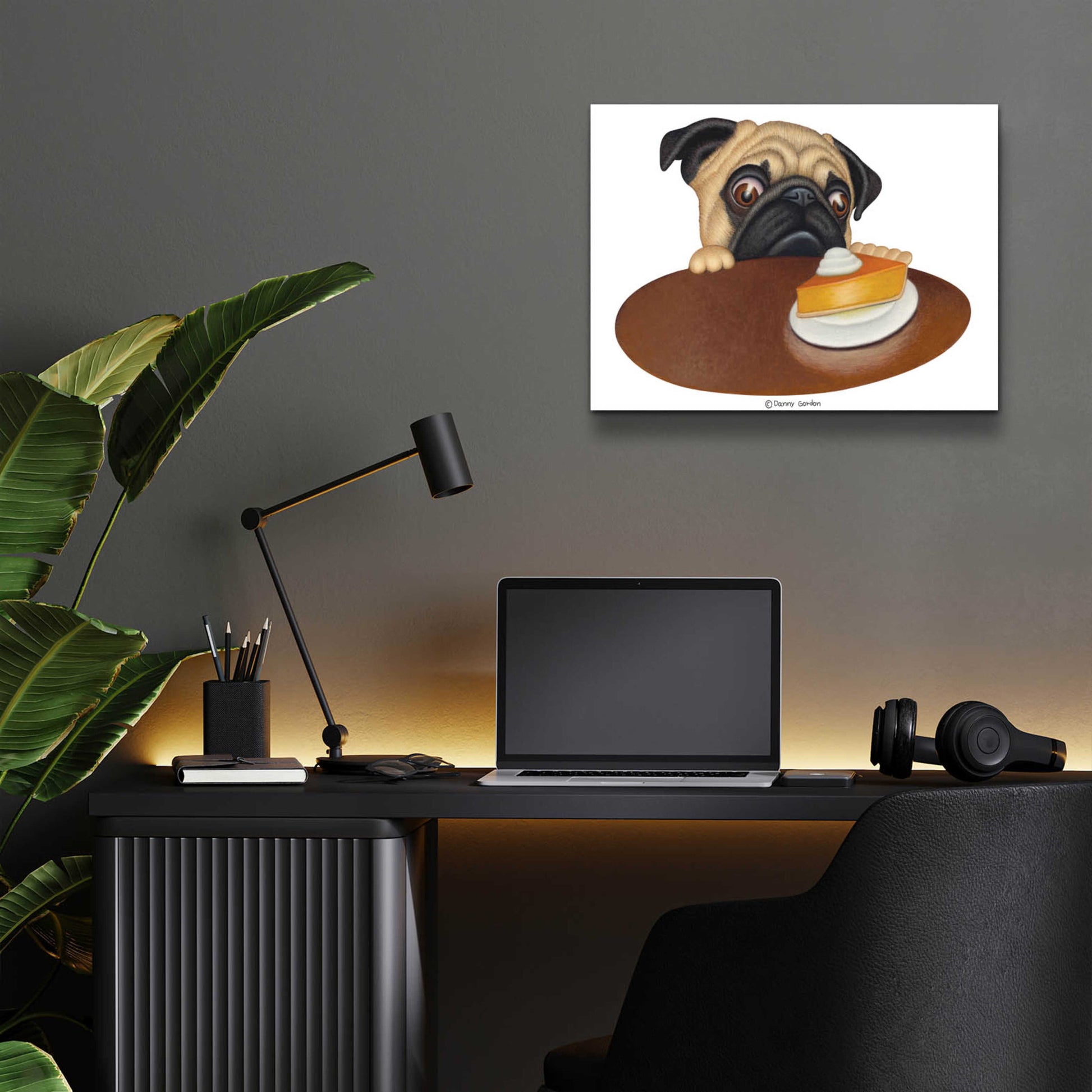 Epic Art 'Pug with Pie' by Danny Gordon Art, Acrylic Glass Wall Art,16x12