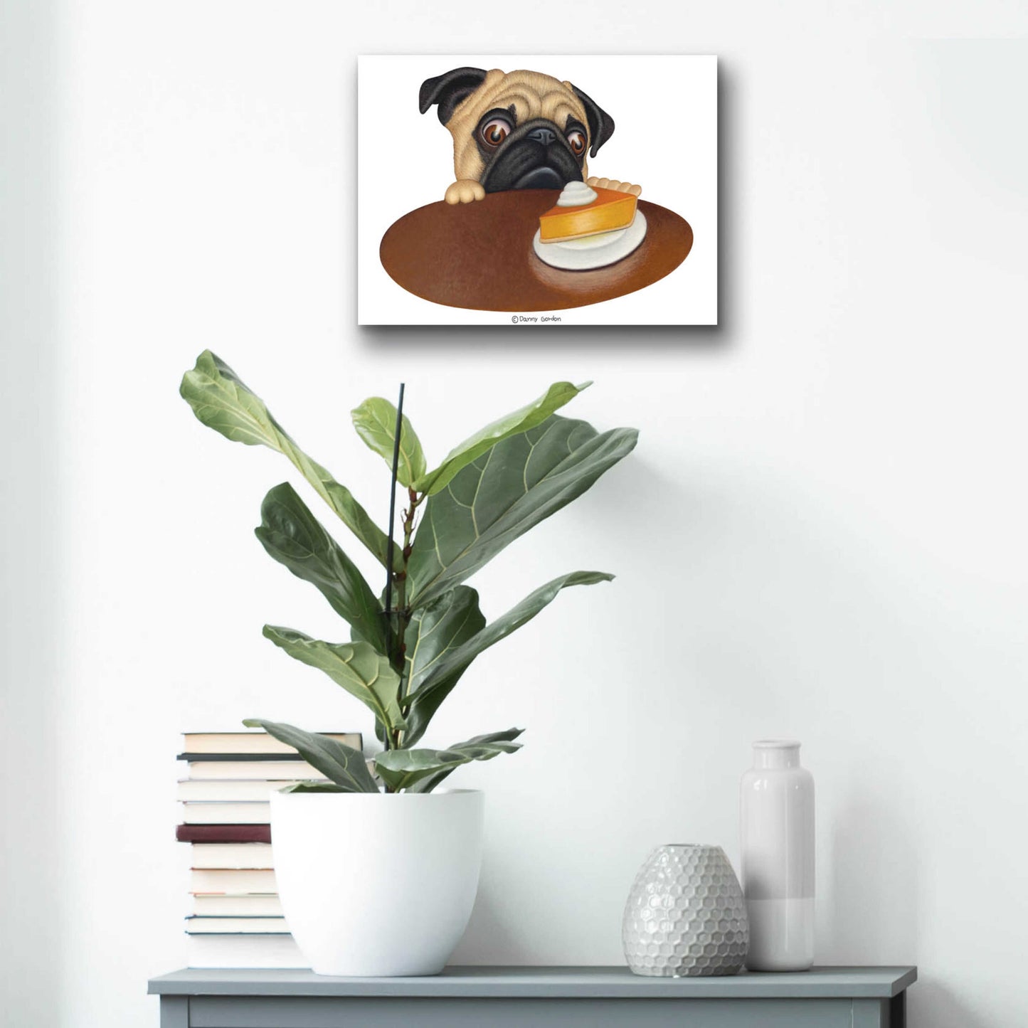 Epic Art 'Pug with Pie' by Danny Gordon Art, Acrylic Glass Wall Art,16x12