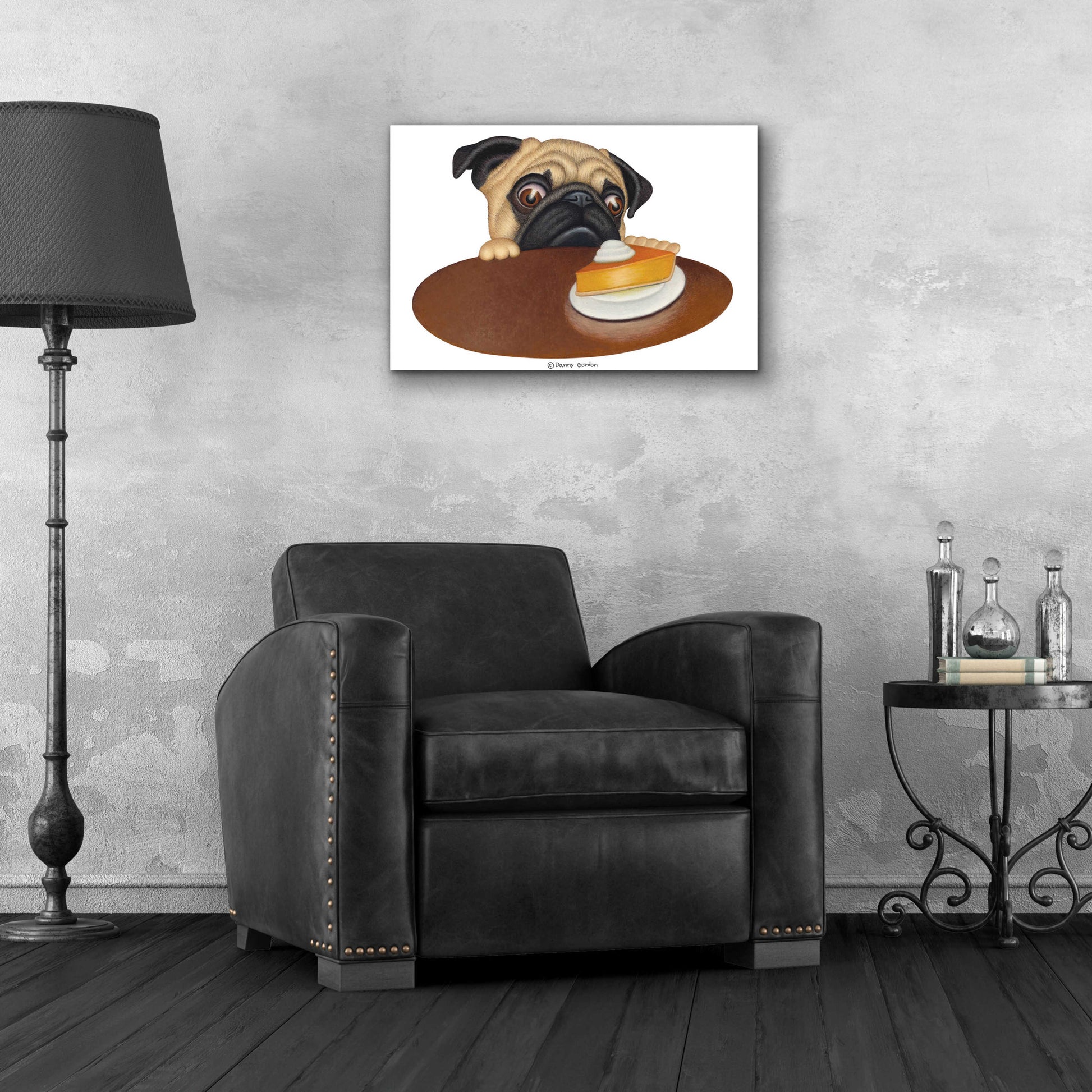 Epic Art 'Pug with Pie' by Danny Gordon Art, Acrylic Glass Wall Art,24x16