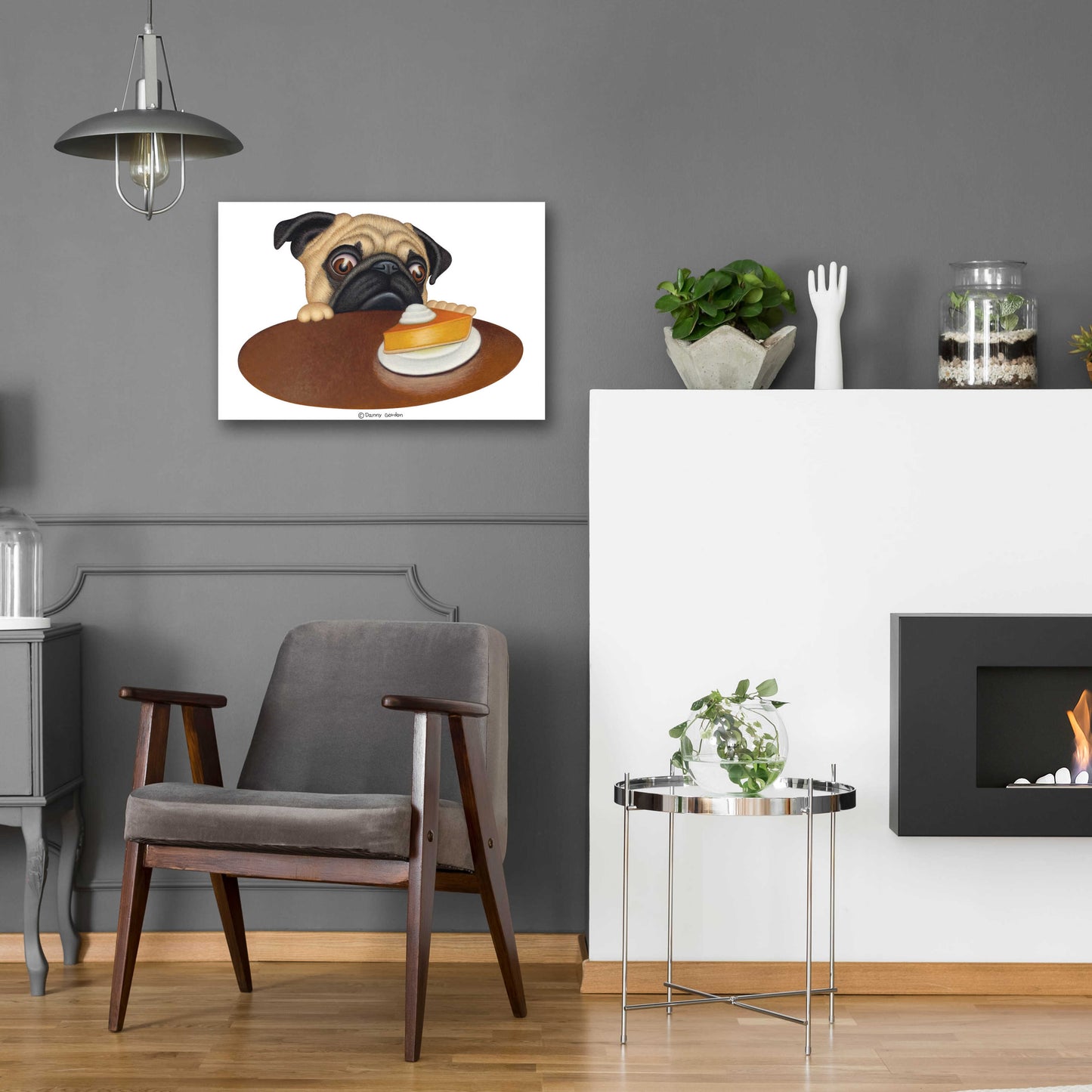 Epic Art 'Pug with Pie' by Danny Gordon Art, Acrylic Glass Wall Art,24x16